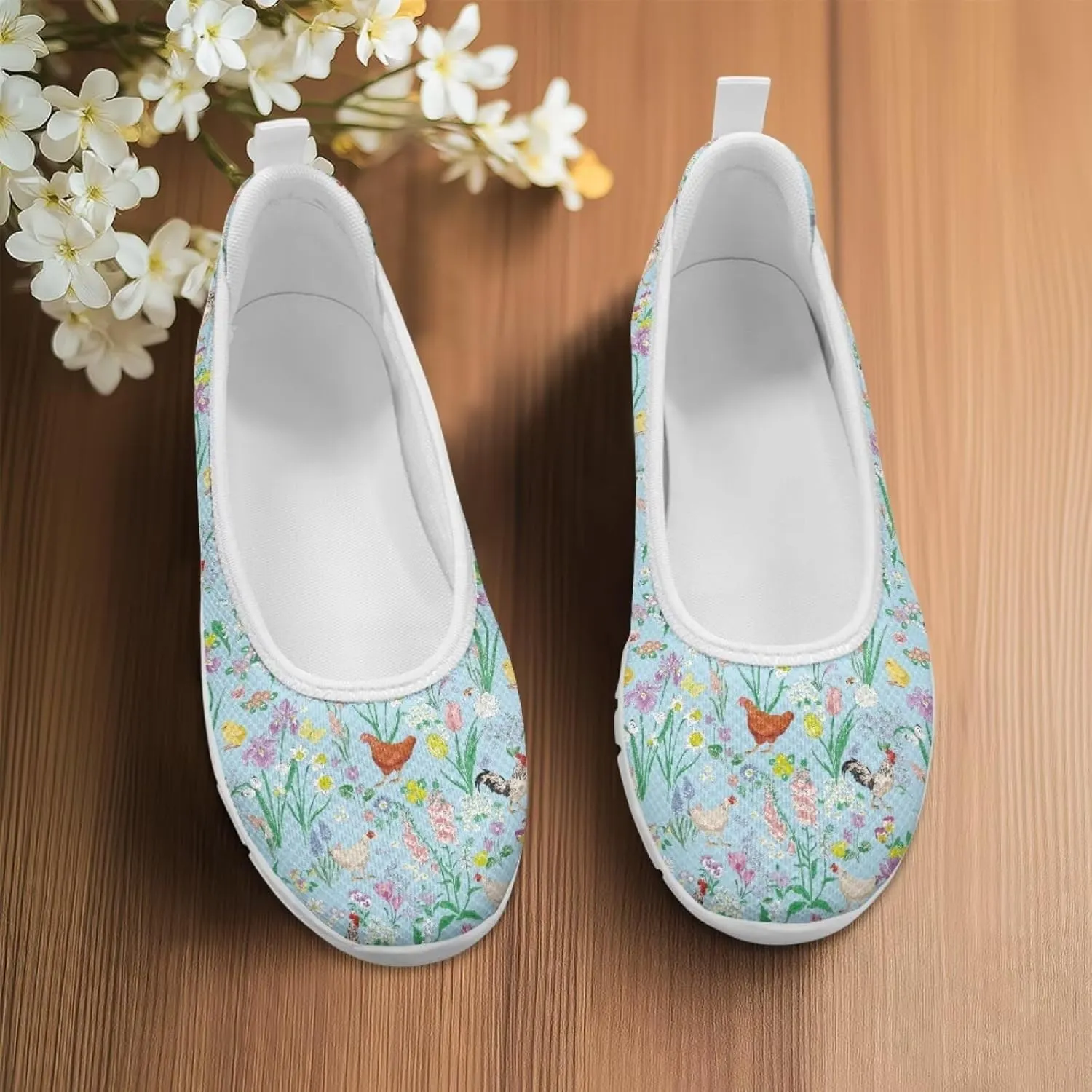 SYtrade Women Slip On Loafers Summer Art Travel Sneakers White Sole