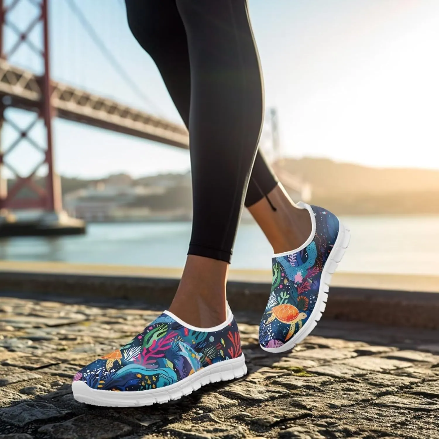 SYtrade Women's Fashion Floral Art Sneaker Flat Canvas Slip-On Ladies Travel Shoes