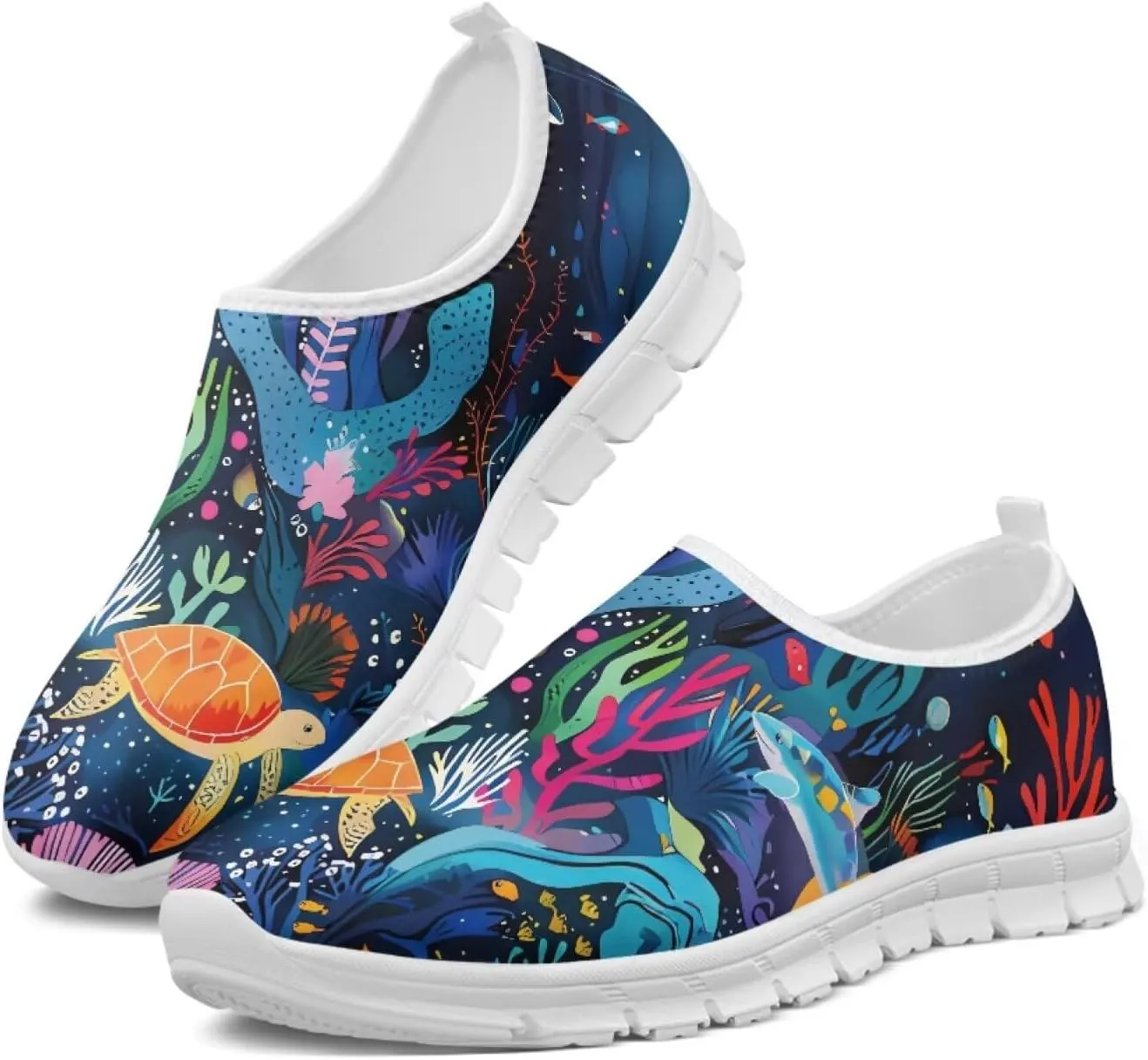 SYtrade Women's Fashion Floral Art Sneaker Flat Canvas Slip-On Ladies Travel Shoes