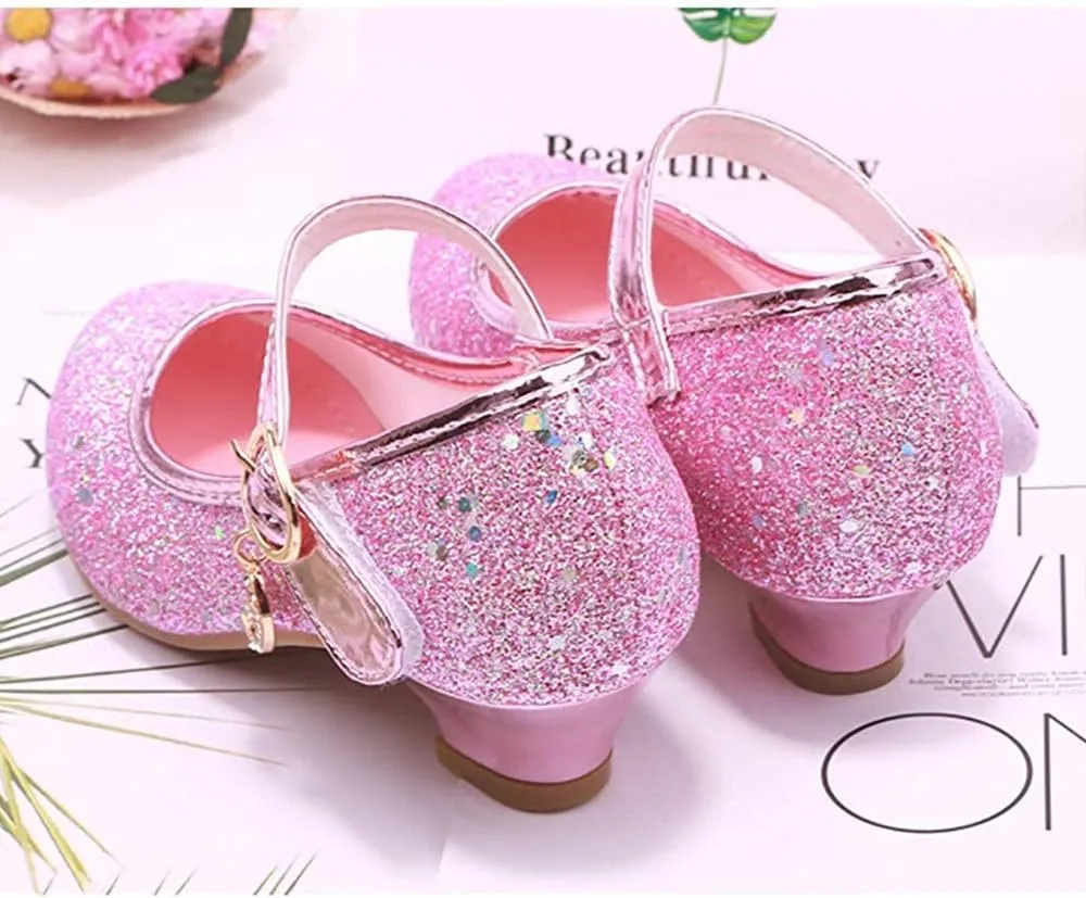 TangDao Little Big Girl Low Heels Girls Dress Shoes Sequin Glitter Shoes Mary Jane Shoes Flats Leather Princess Dress Shoes for Wedding Party
