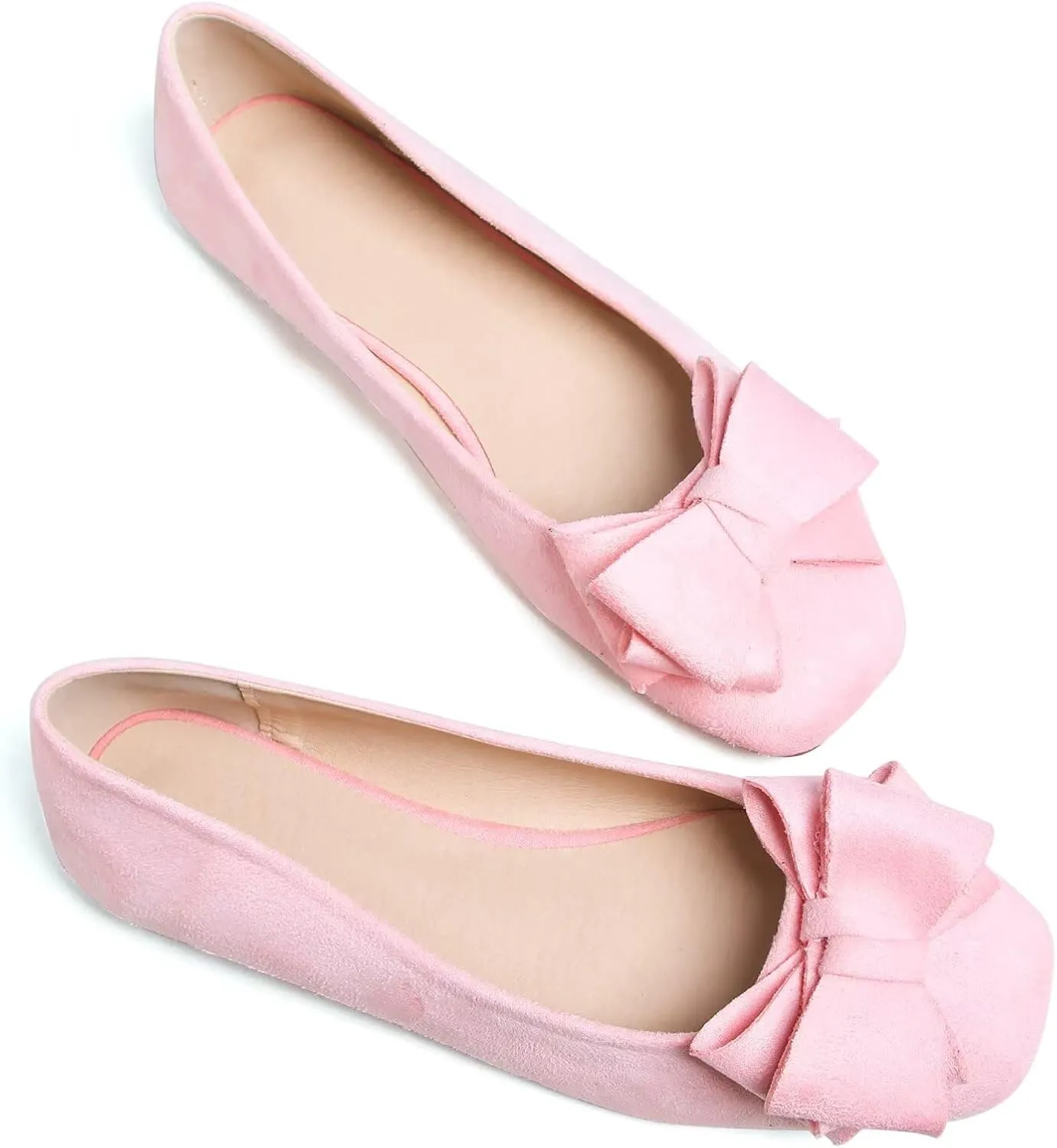 TANGNEST Women Cute Bowknot Flats Soft Slip On Dress Comfort Square Toe Flats