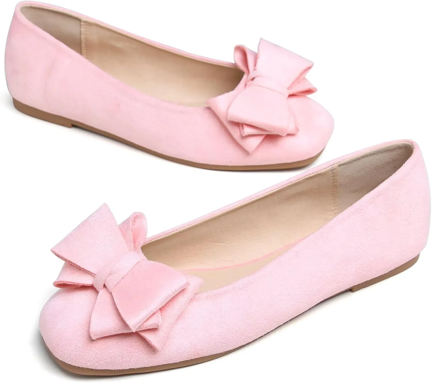 TANGNEST Women Cute Bowknot Flats Soft Slip On Dress Comfort Square Toe Flats