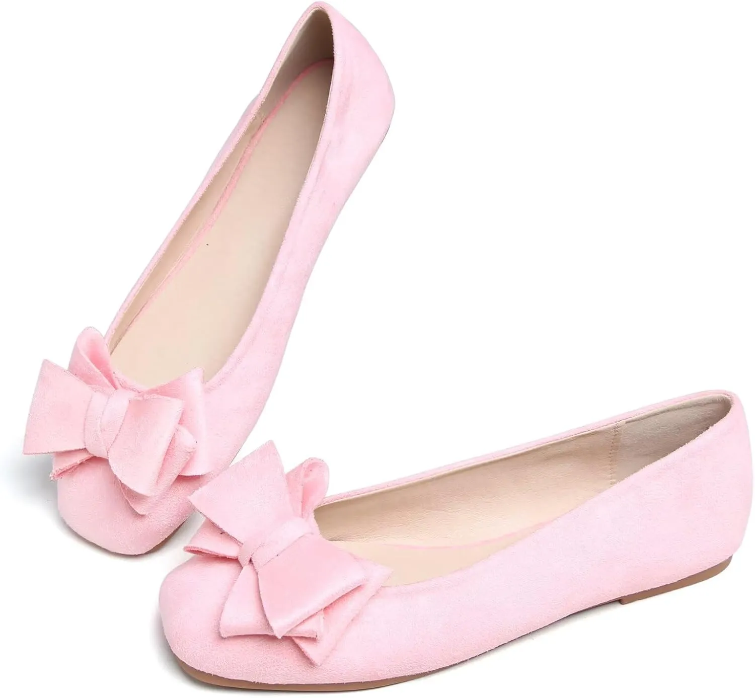 TANGNEST Women Cute Bowknot Flats Soft Slip On Dress Comfort Square Toe Flats
