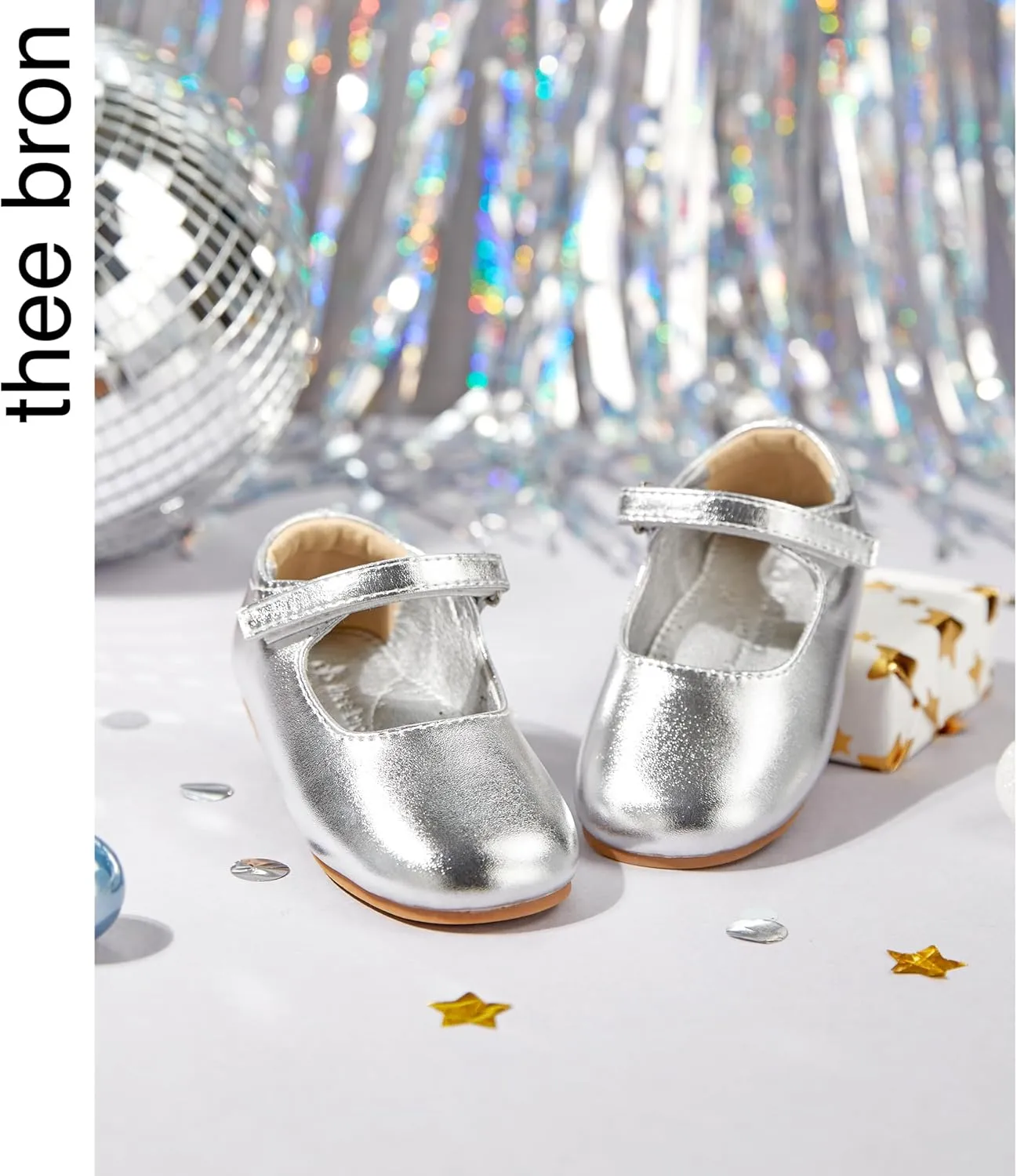 THEE BRON Little Girls Princess Shoes 3-12 Years Ballet Flats Soft Non-Slip Dress Shoes for Wide Feet
