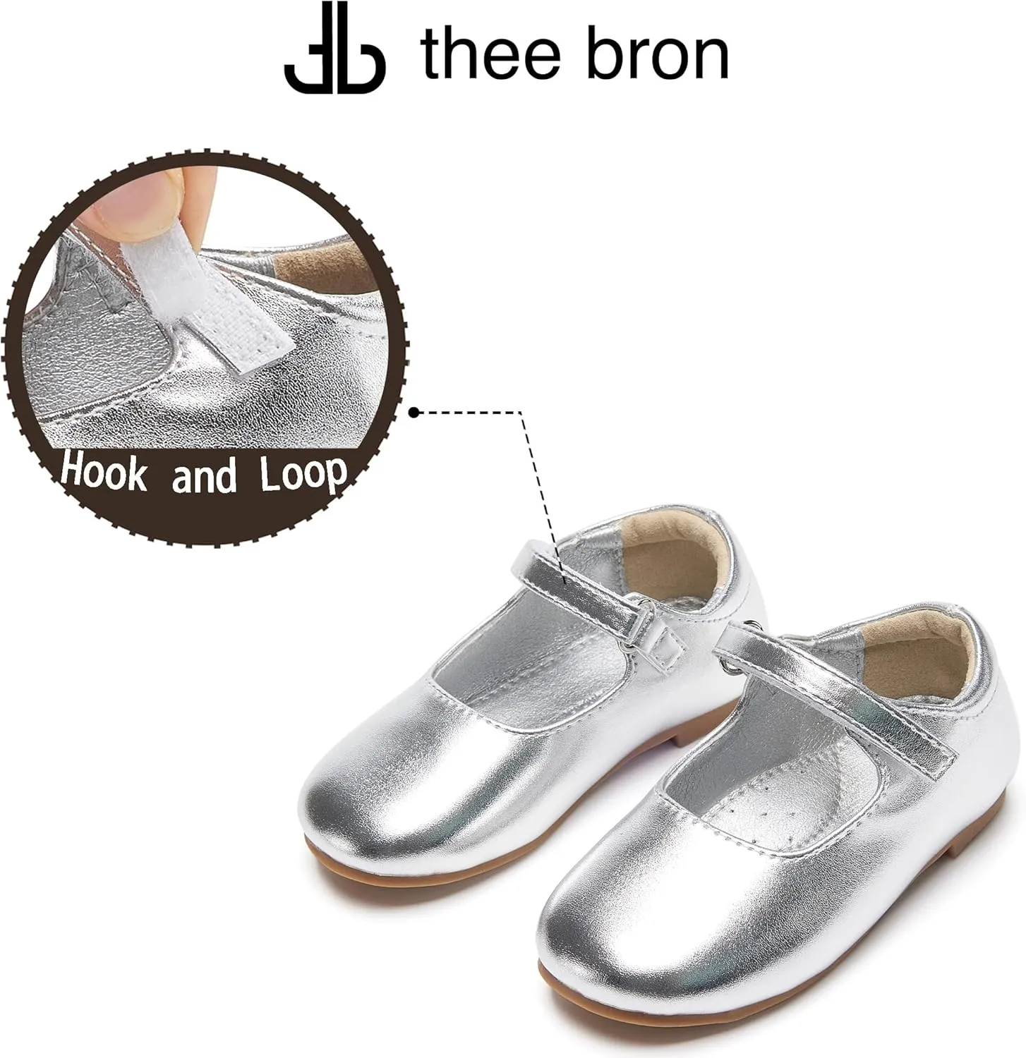 THEE BRON Little Girls Princess Shoes 3-12 Years Ballet Flats Soft Non-Slip Dress Shoes for Wide Feet