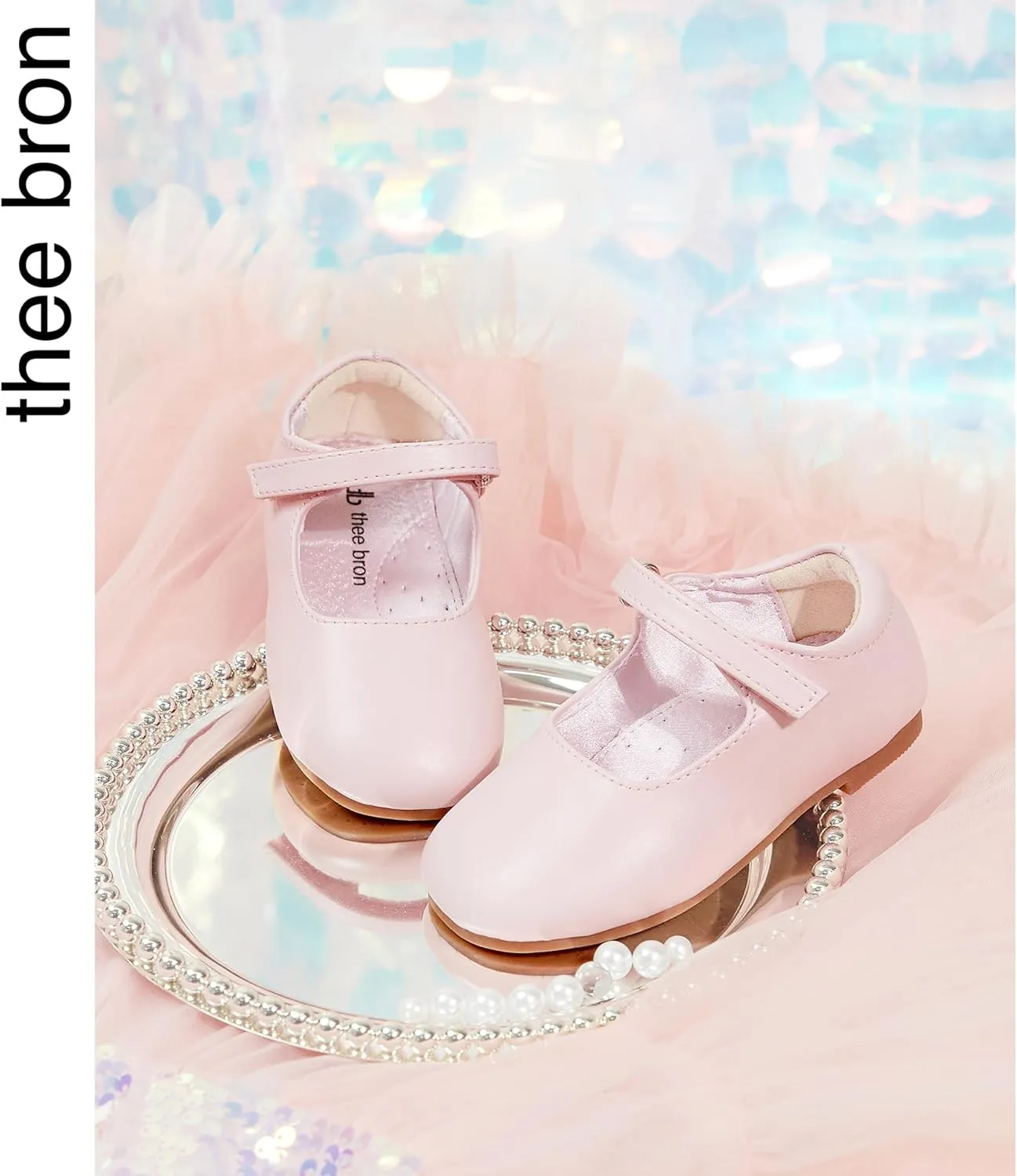 THEE BRON Little Girls Princess Shoes 3-12 Years Ballet Flats Soft Non-Slip Dress Shoes for Wide Feet