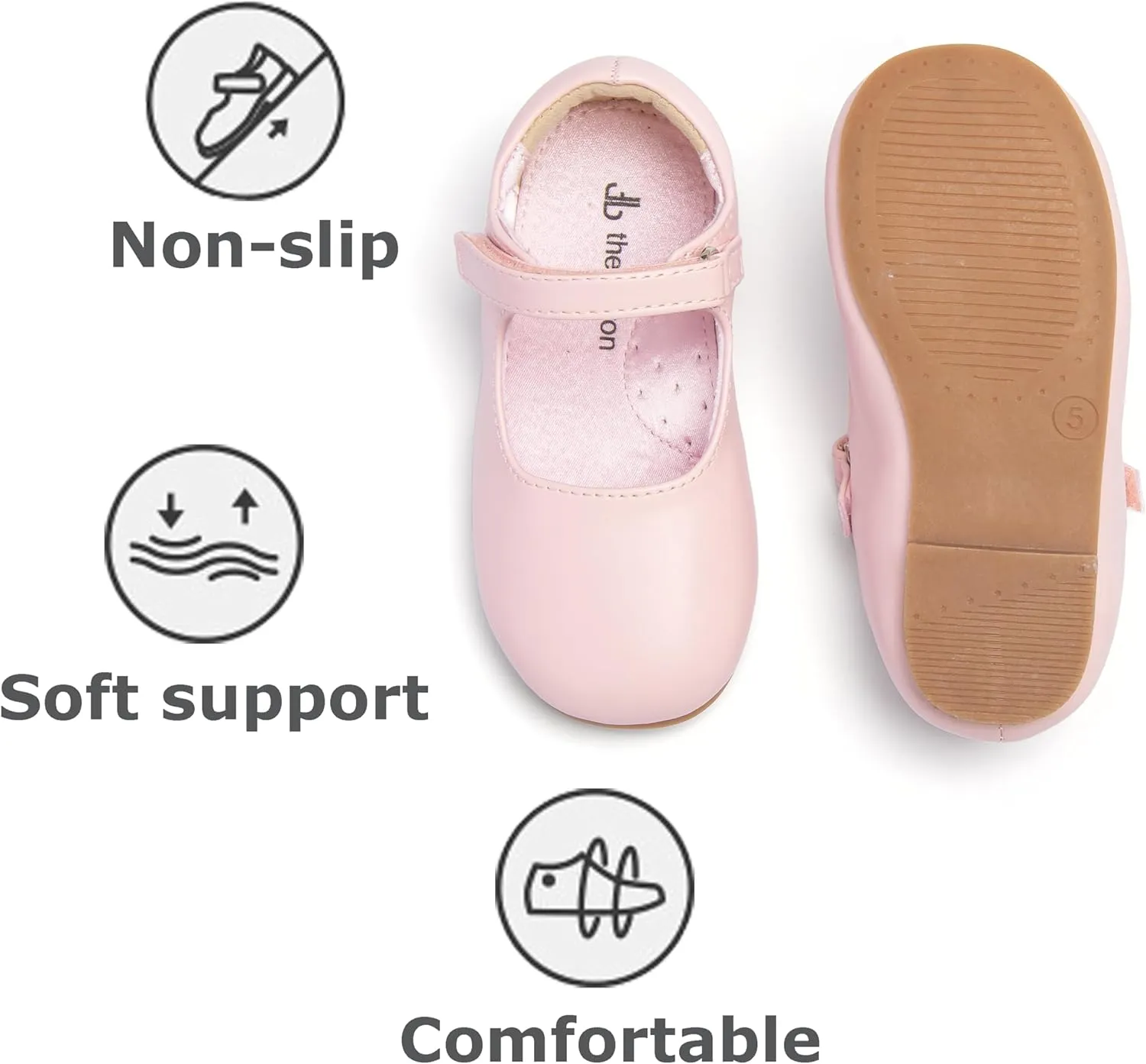 THEE BRON Little Girls Princess Shoes 3-12 Years Ballet Flats Soft Non-Slip Dress Shoes for Wide Feet
