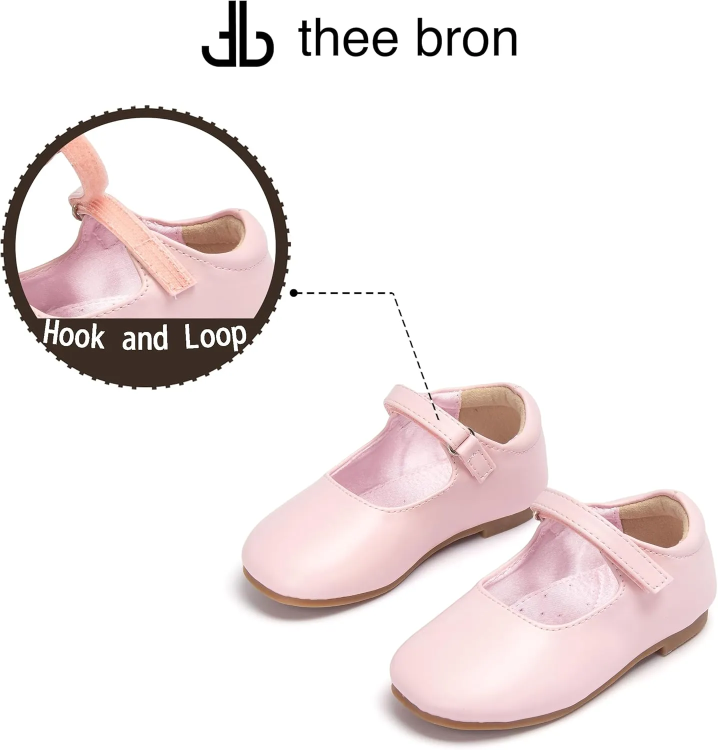 THEE BRON Little Girls Princess Shoes 3-12 Years Ballet Flats Soft Non-Slip Dress Shoes for Wide Feet