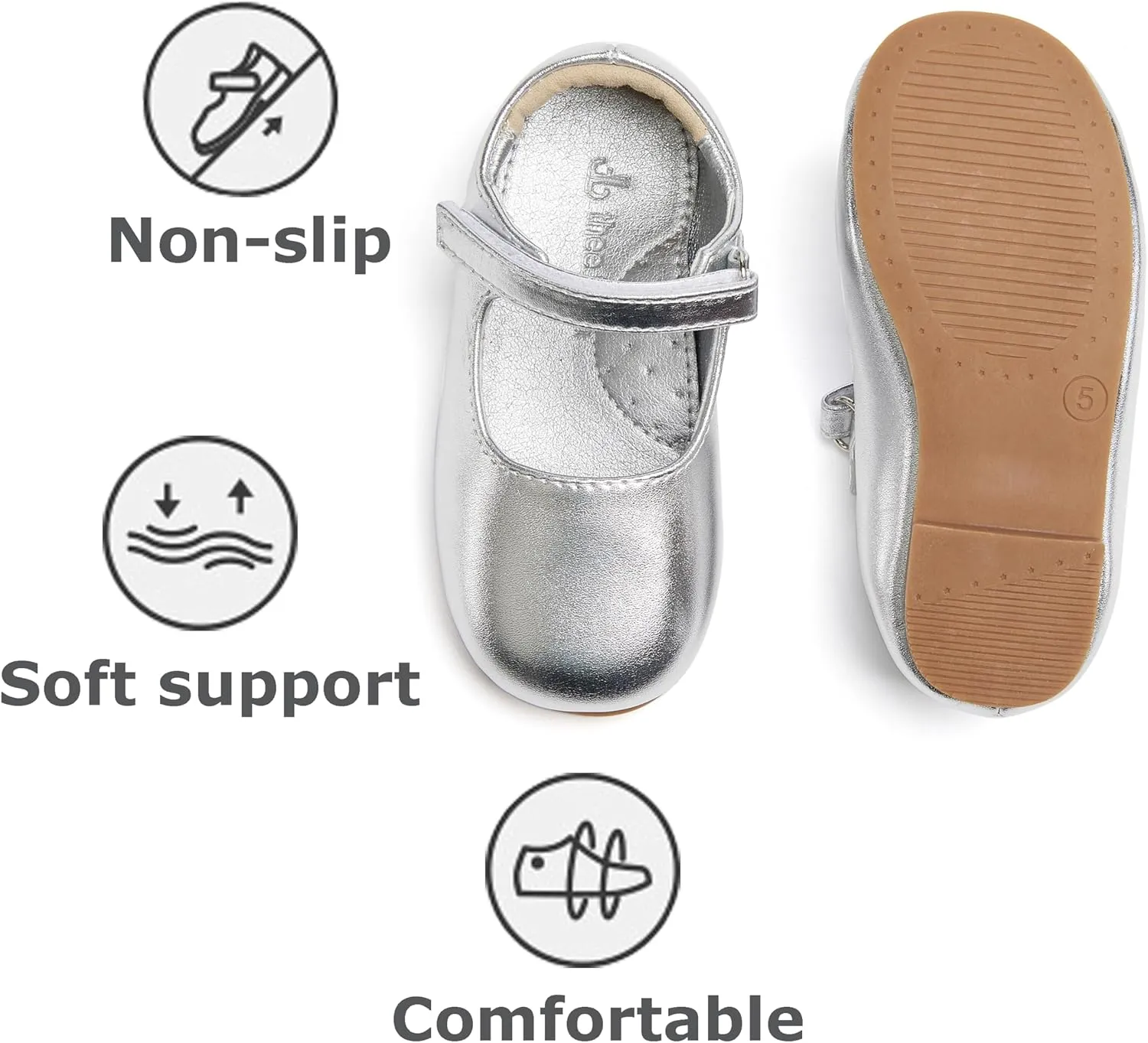 THEE BRON Little Girls Princess Shoes 3-12 Years Ballet Flats Soft Non-Slip Dress Shoes for Wide Feet