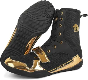 THESTRON Men's Professional Boxing Wrestling Shoes Breathable Fighting Training Boots Male Combat Shoes Man High Top Fitness Sports Sneakers