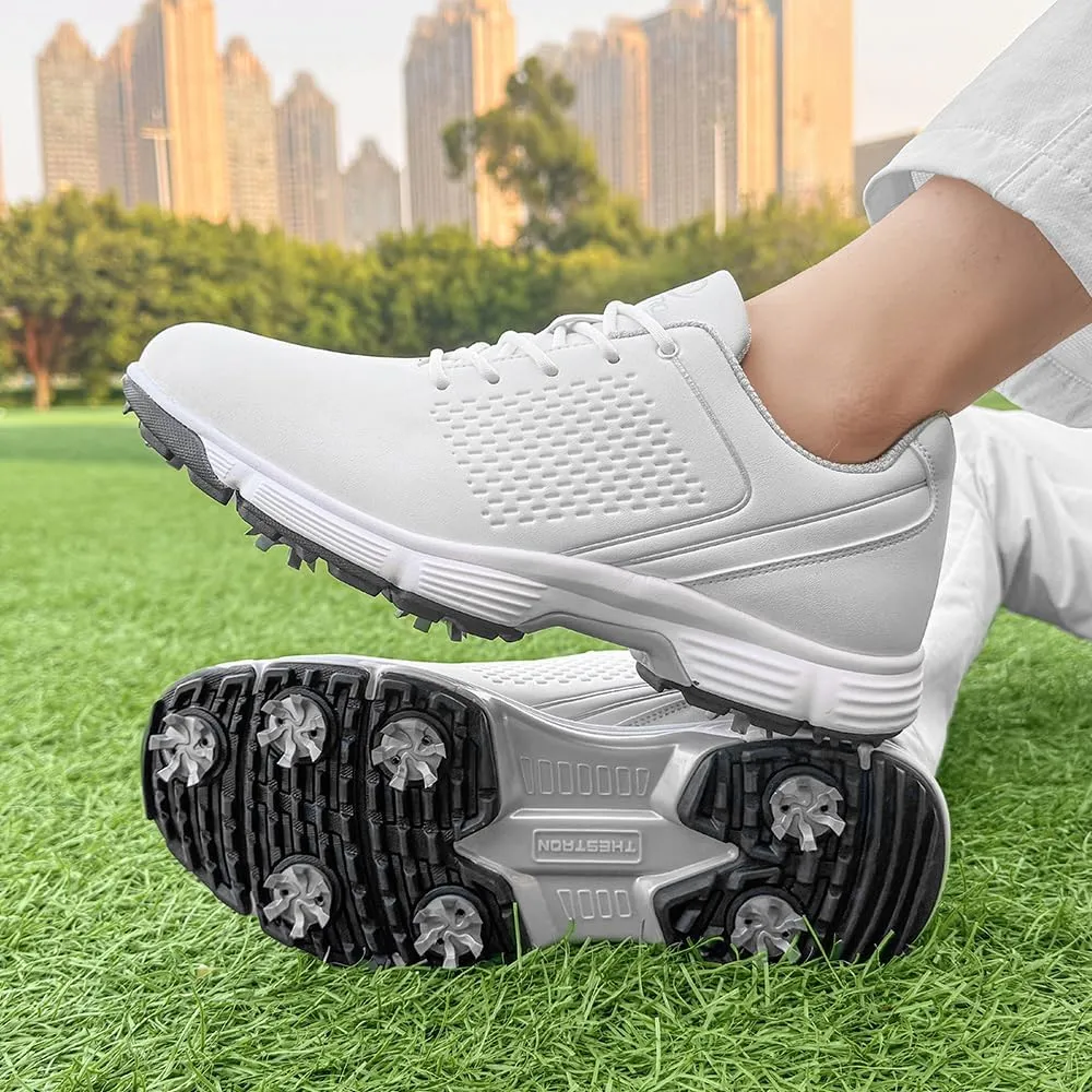 THESTRON Professional Golf Shoes for Men 7 Spikes Non-Slip Outdoor Golf Sport Training Sneakers Mens Comfortable Sport Shoes for Golfing Size 7-15