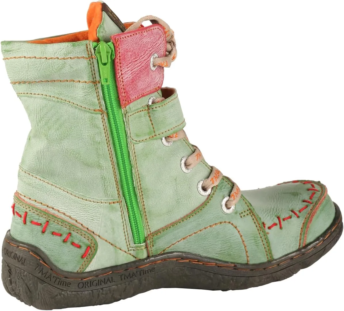 TMA EYES Women's Leather Casual Ankle Boots Fashion Non-slip With Side Zipper Design