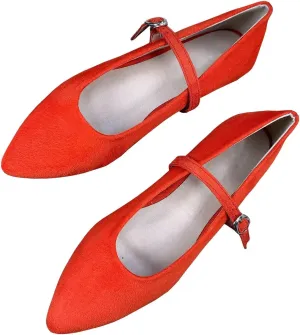 TN TANGNEST Leather Flats for Women Comfortable Pointy Toe Slip On Flats Soft Work Flats Retro Mary Jane Flats