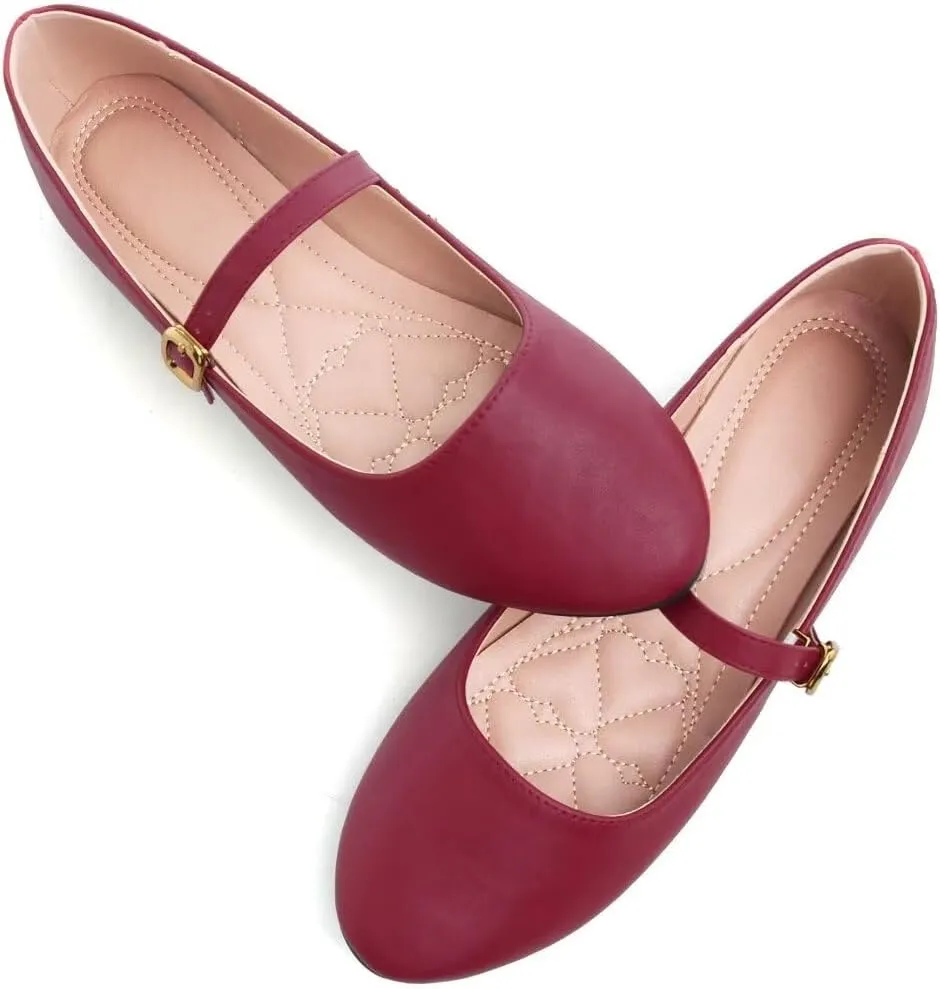 TN TANGNEST Leather Flats for Women Comfortable Square Toe Slip On Flats Soft Work Flats Retro Mary Jane Flats