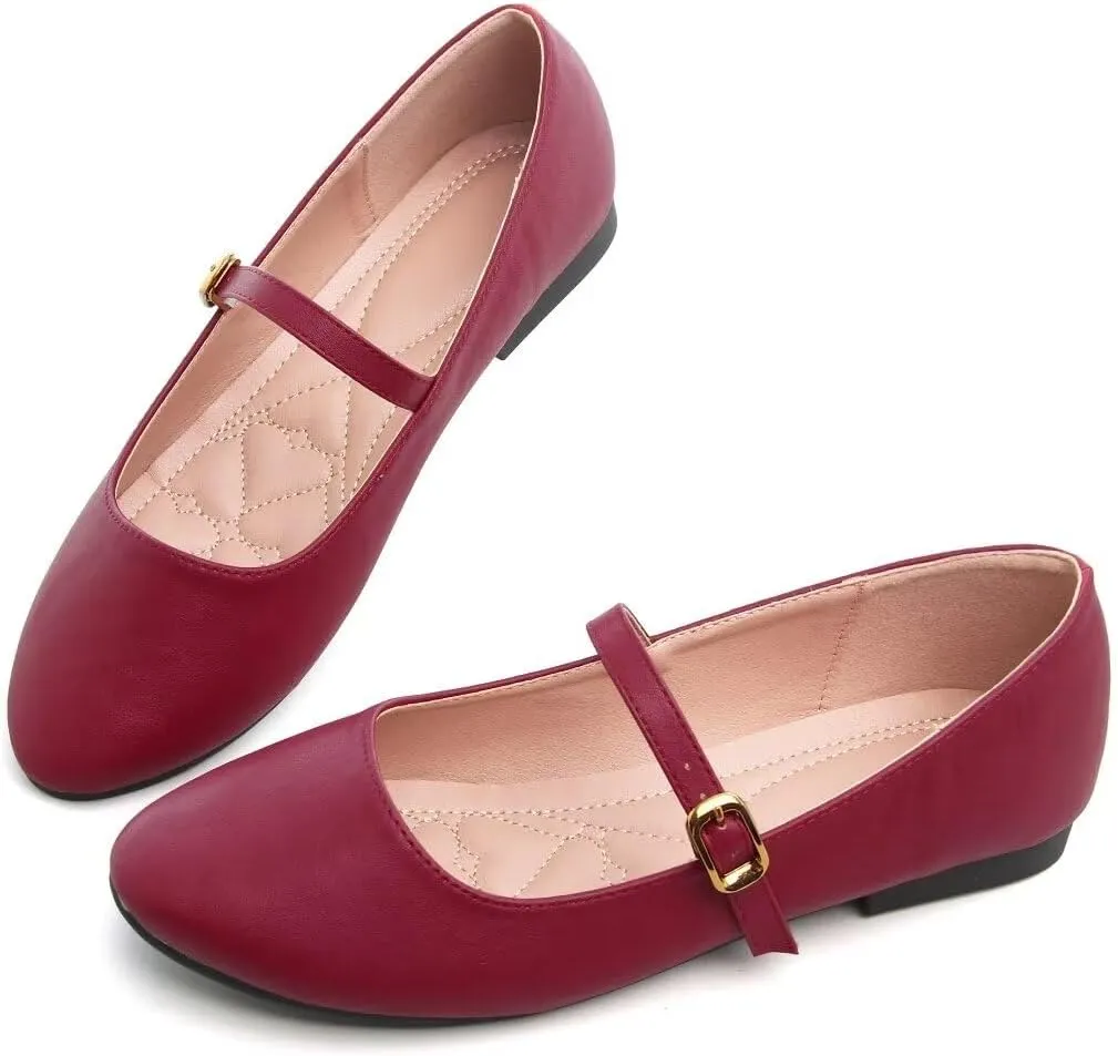 TN TANGNEST Leather Flats for Women Comfortable Square Toe Slip On Flats Soft Work Flats Retro Mary Jane Flats
