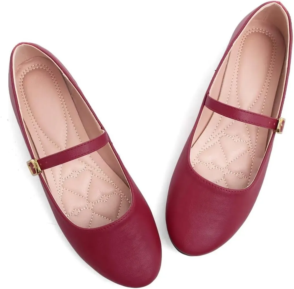 TN TANGNEST Leather Flats for Women Comfortable Square Toe Slip On Flats Soft Work Flats Retro Mary Jane Flats