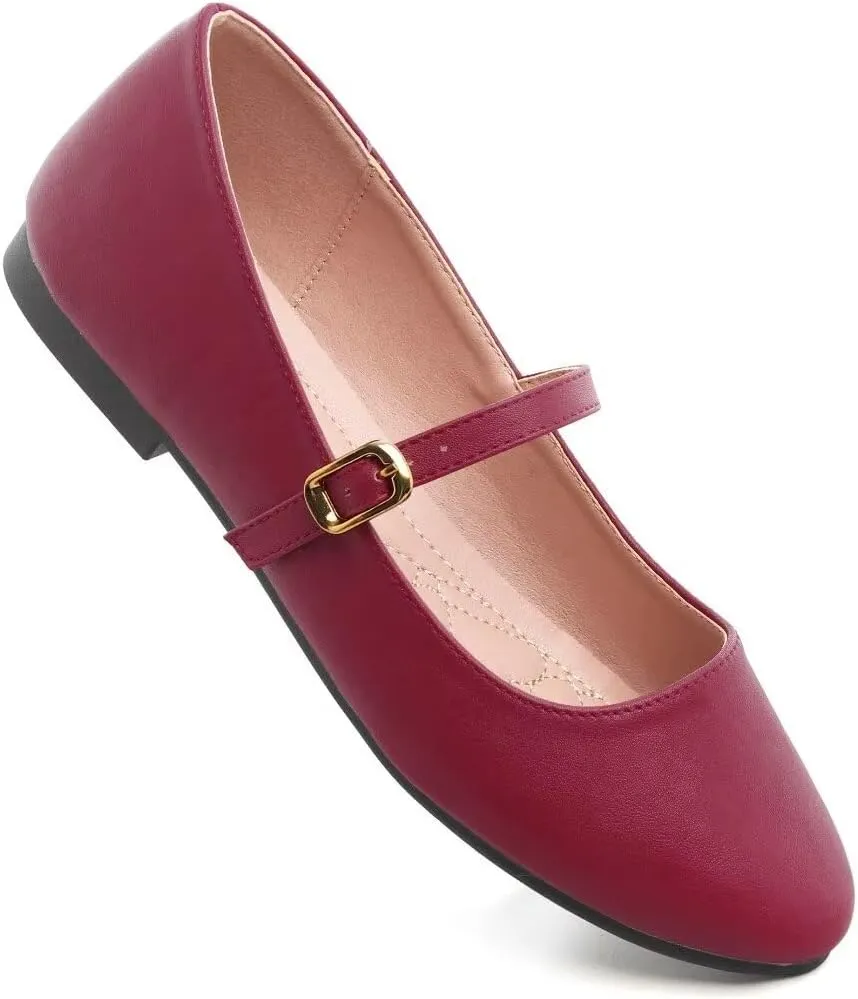 TN TANGNEST Leather Flats for Women Comfortable Square Toe Slip On Flats Soft Work Flats Retro Mary Jane Flats