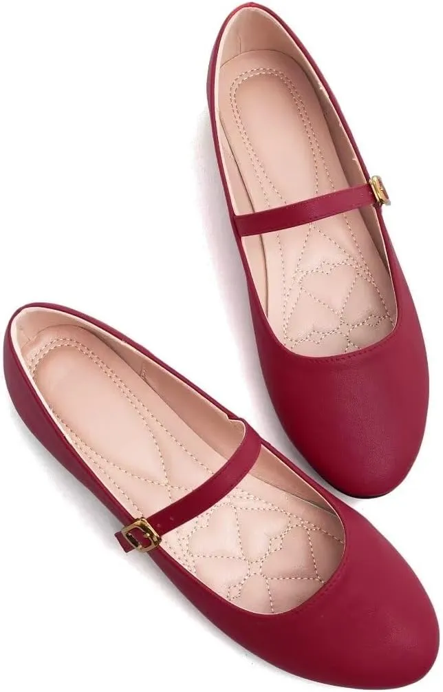 TN TANGNEST Leather Flats for Women Comfortable Square Toe Slip On Flats Soft Work Flats Retro Mary Jane Flats