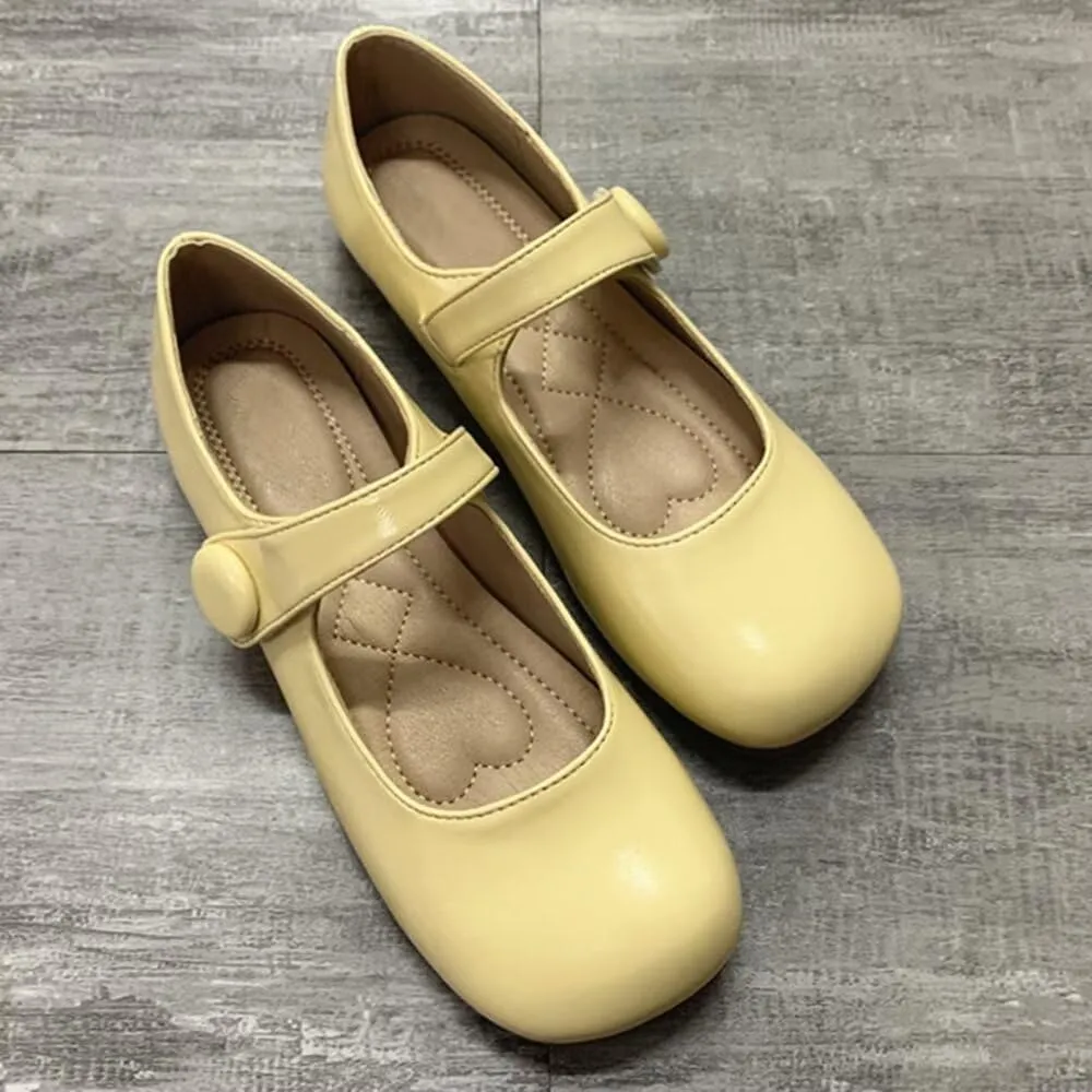 TN TANGNEST Women's Flats Classical Square Toe One Line Strap Mary Jane Flats Soft Slip On Flats