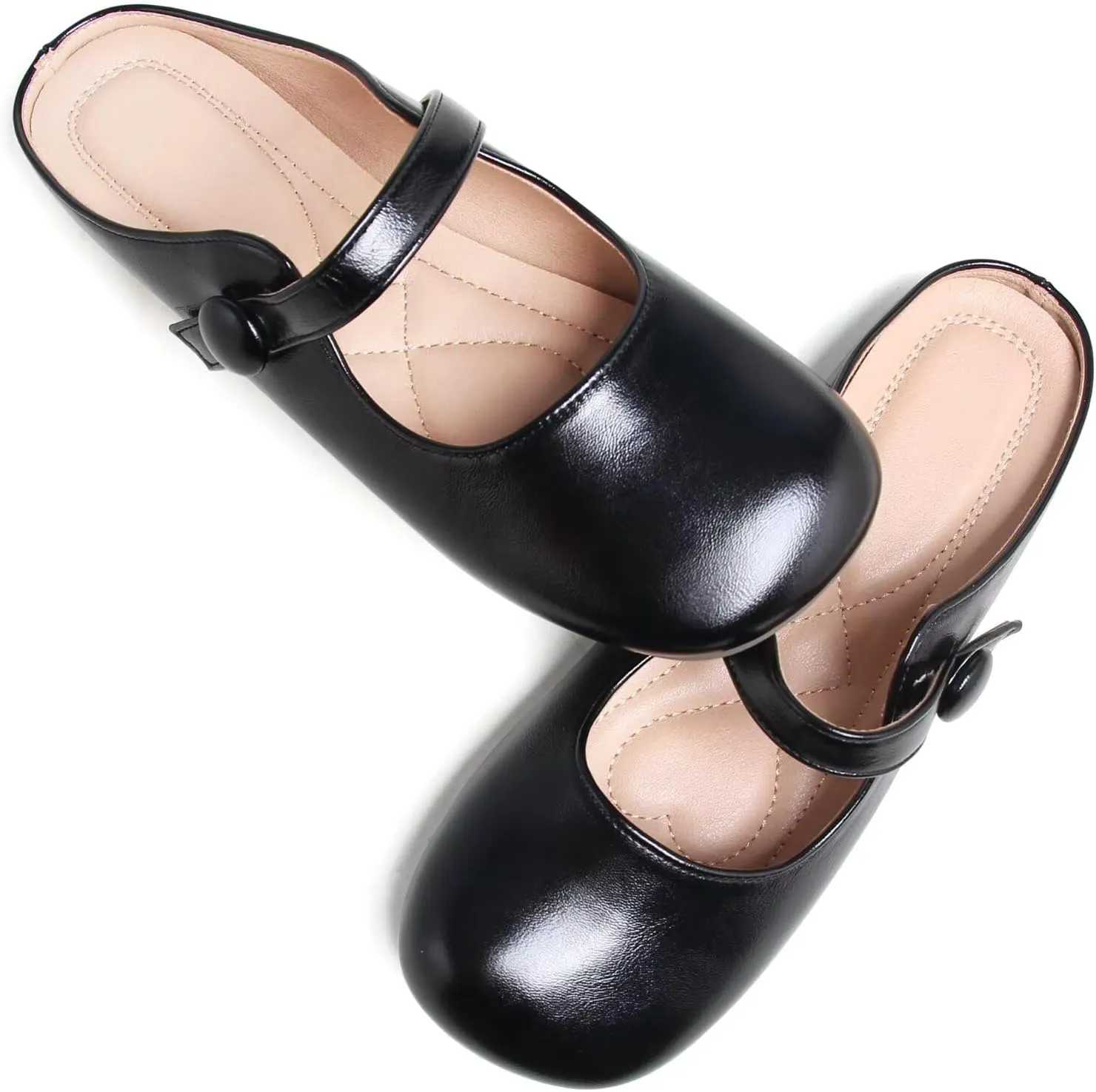 TN TANGNEST Women's Flats Classical Square Toe One Line Strap Mary Jane Flats Soft Slip On Flats