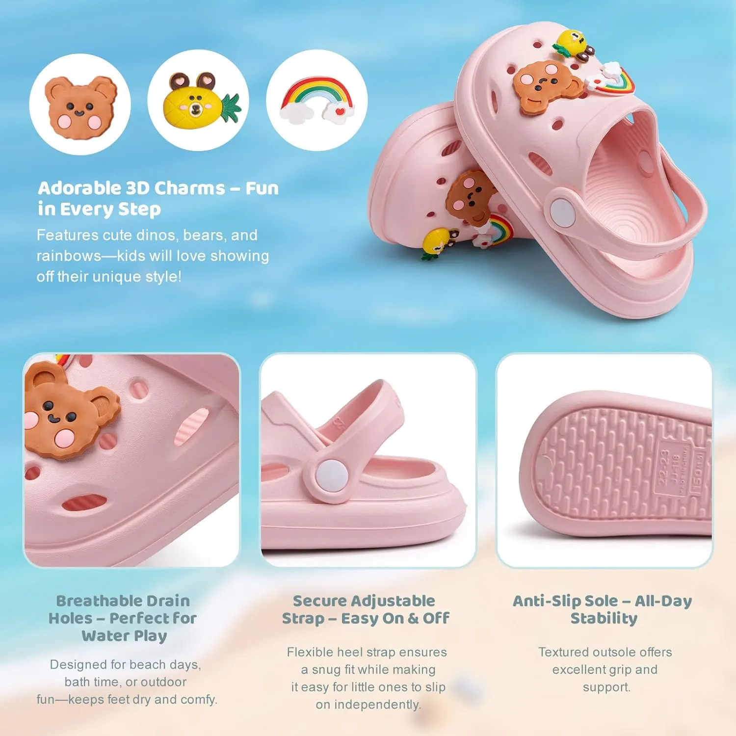 Toddler Clogs Sandals Lightweight and Breathable Water Shoes for Toddler Boys Girls Versatile Summer Beach and Pool Shoes