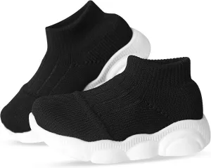Toddler First Walking Safer Non-Slip Lightweight Wide Tennis Shoes Baby Slip on Breathable Sock Sneakers Infant Mesh Knitted Elastic Soft Sole Indoor Shoes 1-4 Years Boy Girls Outdoor Walkers Shoes
