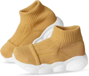Toddler First Walking Safer Non-Slip Lightweight Wide Tennis Shoes Baby Slip on Breathable Sock Sneakers Infant Mesh Knitted Elastic Soft Sole Indoor Shoes 1-4 Years Boy Girls Outdoor Walkers Shoes