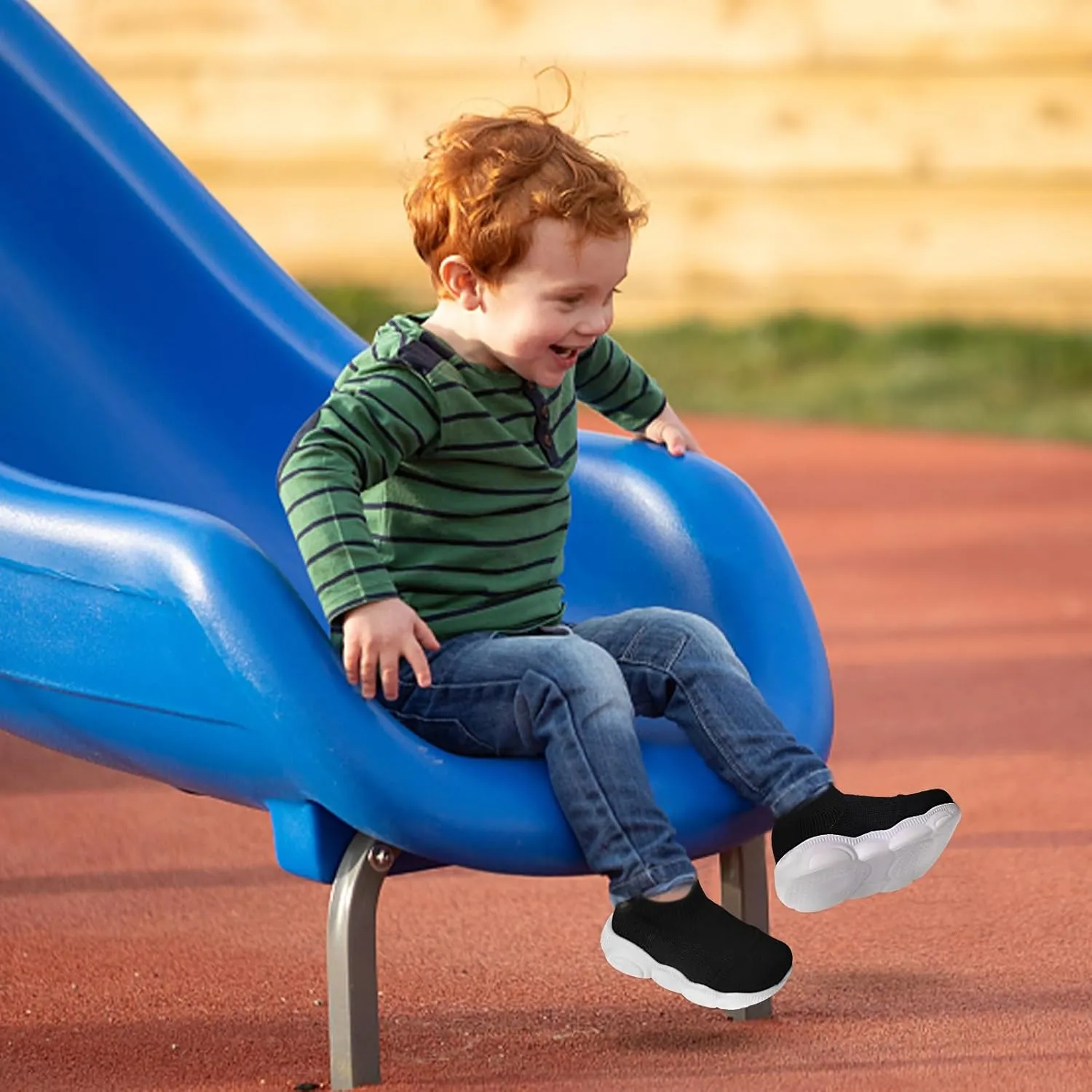 Toddler First Walking Safer Non-Slip Lightweight Wide Tennis Shoes Baby Slip on Breathable Sock Sneakers Infant Mesh Knitted Elastic Soft Sole Indoor Shoes 1-4 Years Boy Girls Outdoor Walkers Shoes