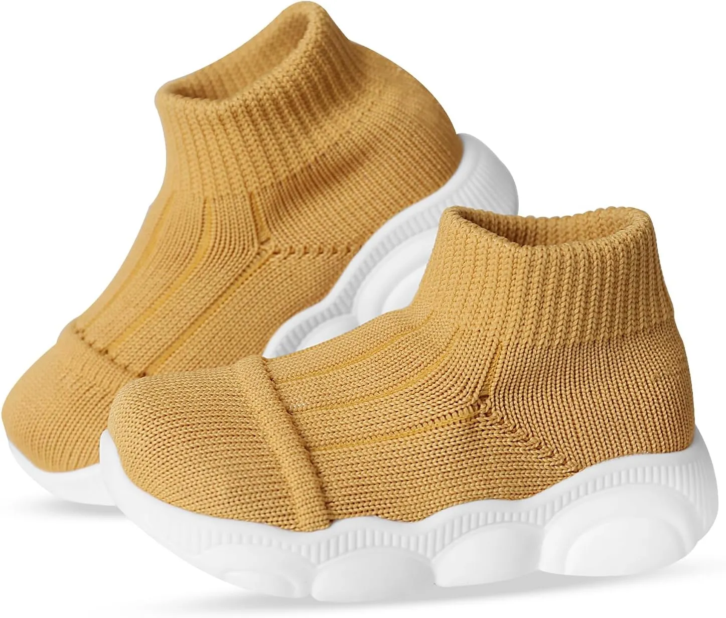 Toddler First Walking Safer Non-Slip Lightweight Wide Tennis Shoes Baby Slip on Breathable Sock Sneakers Infant Mesh Knitted Elastic Soft Sole Indoor Shoes 1-4 Years Boy Girls Outdoor Walkers Shoes