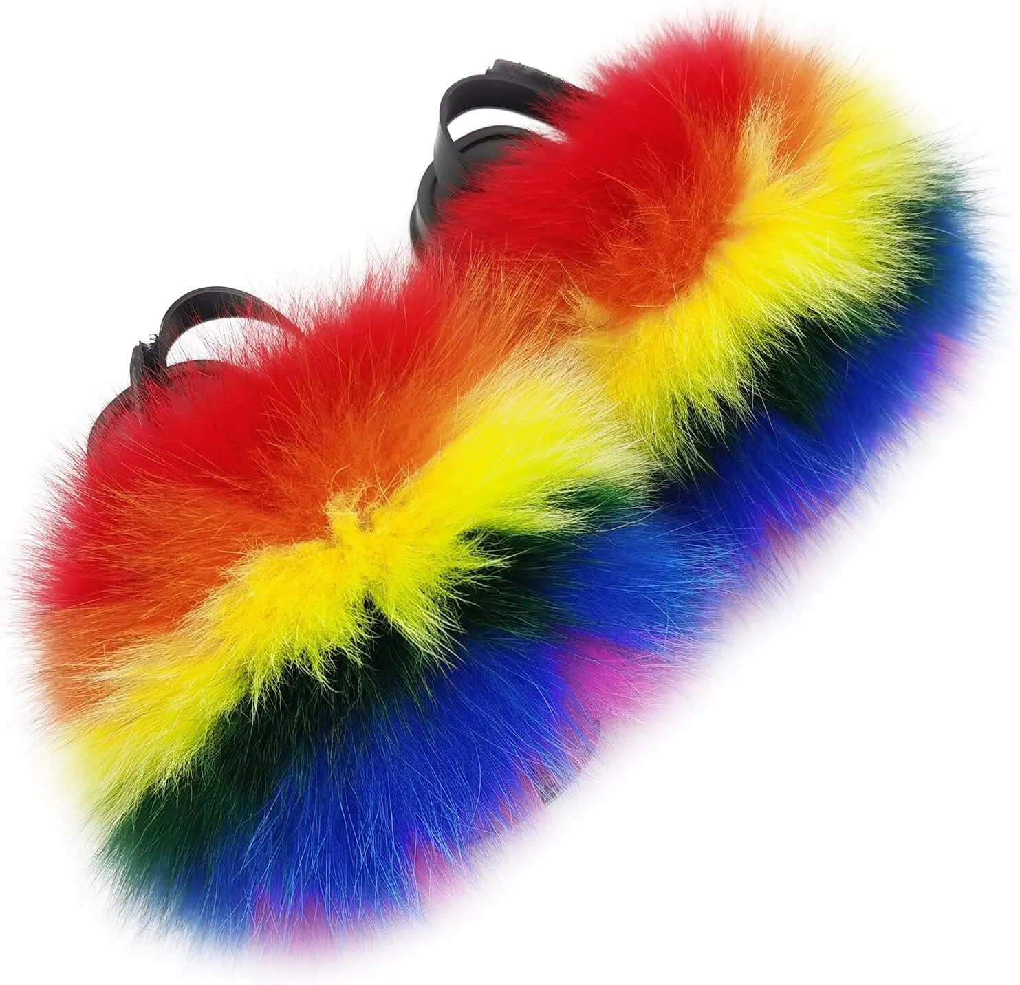 Toddler Fur Slides with Back Strap Kid's Furry Stylish Slippers Girl's Fluffy Fur Sandals Children's Flat PVC Soles Outdoor Open Toe Furry Shoes