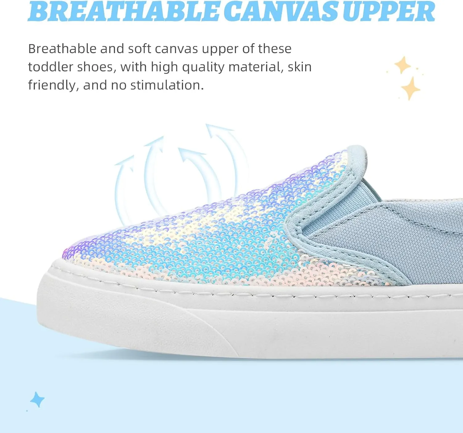 Toddler Girls and Boys Sneakers Canvas Low Top Slip On Casual Sparkle Sequins Walking/Running Shoes