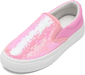 Toddler Girls and Boys Sneakers Canvas Low Top Slip On Casual Sparkle Sequins Walking/Running Shoes