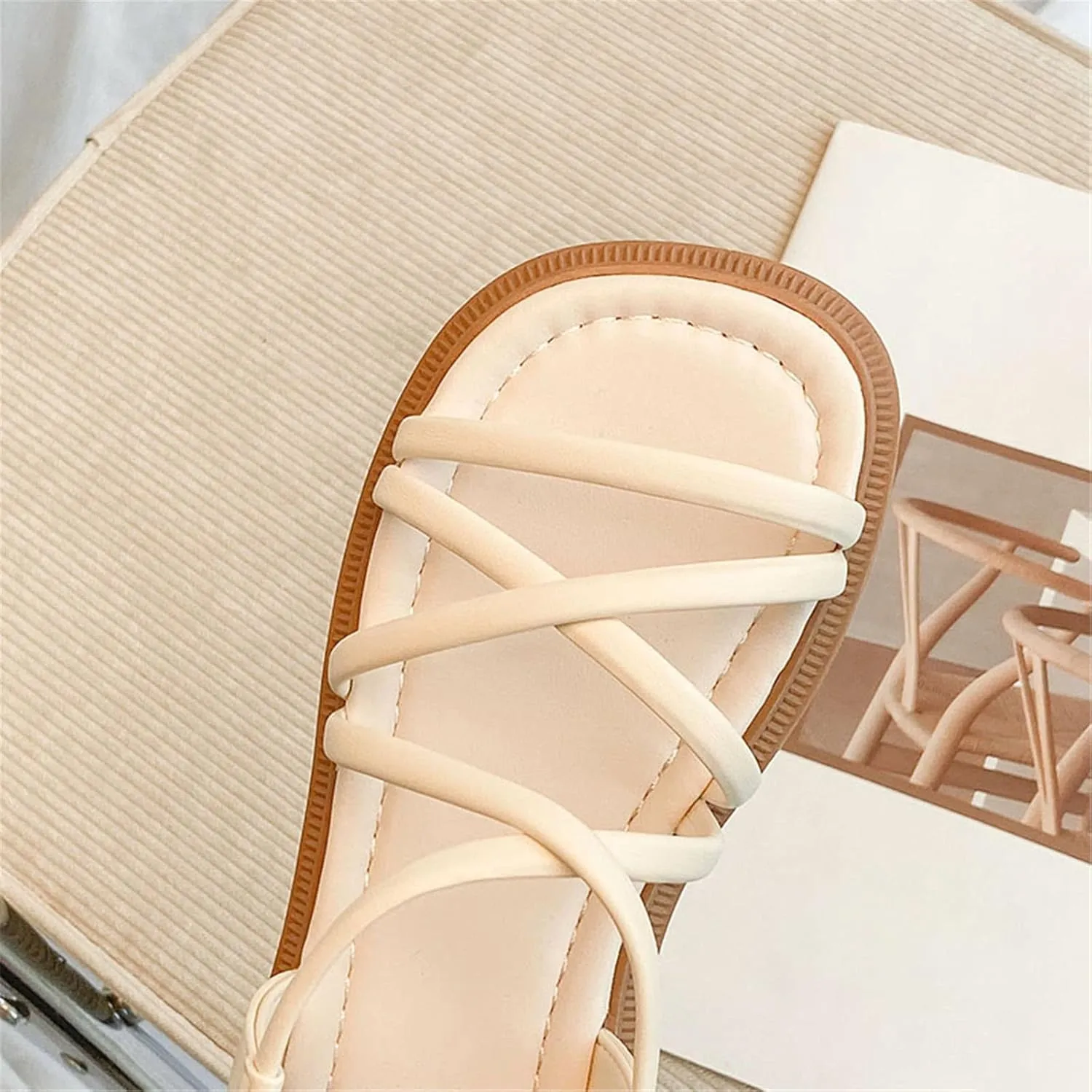Toddler Girls Open Toe Sandals Elastic Ankle Strap Dress Shoes Beach Anti-Slip Strappy Soft Flat Sandal for Kids
