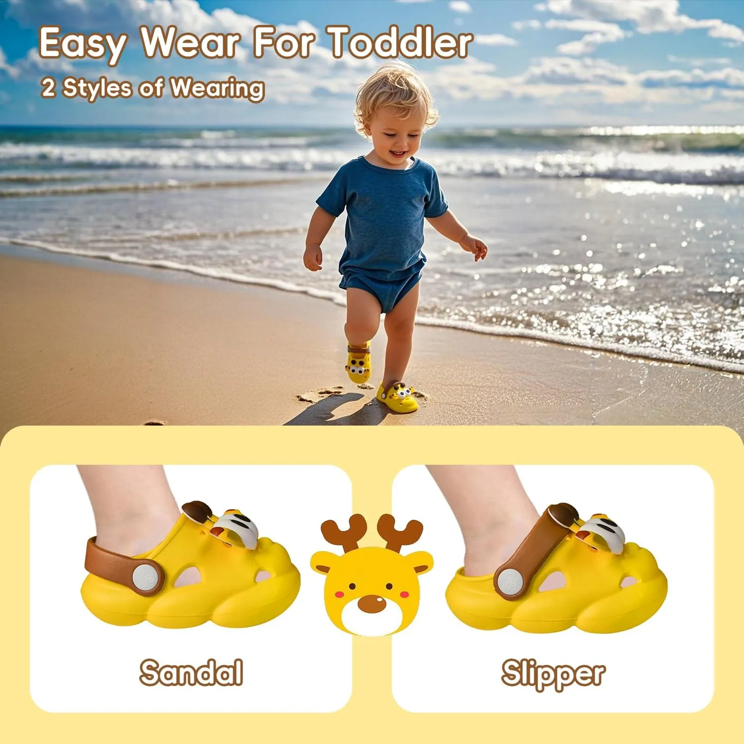 Toddler Sandals Baby Boys Girls Slip On Shoes Summer Breathable Quick-Dry Lightweight Slides Sandals Infant Outdoor Non-Slip Walking Shoes