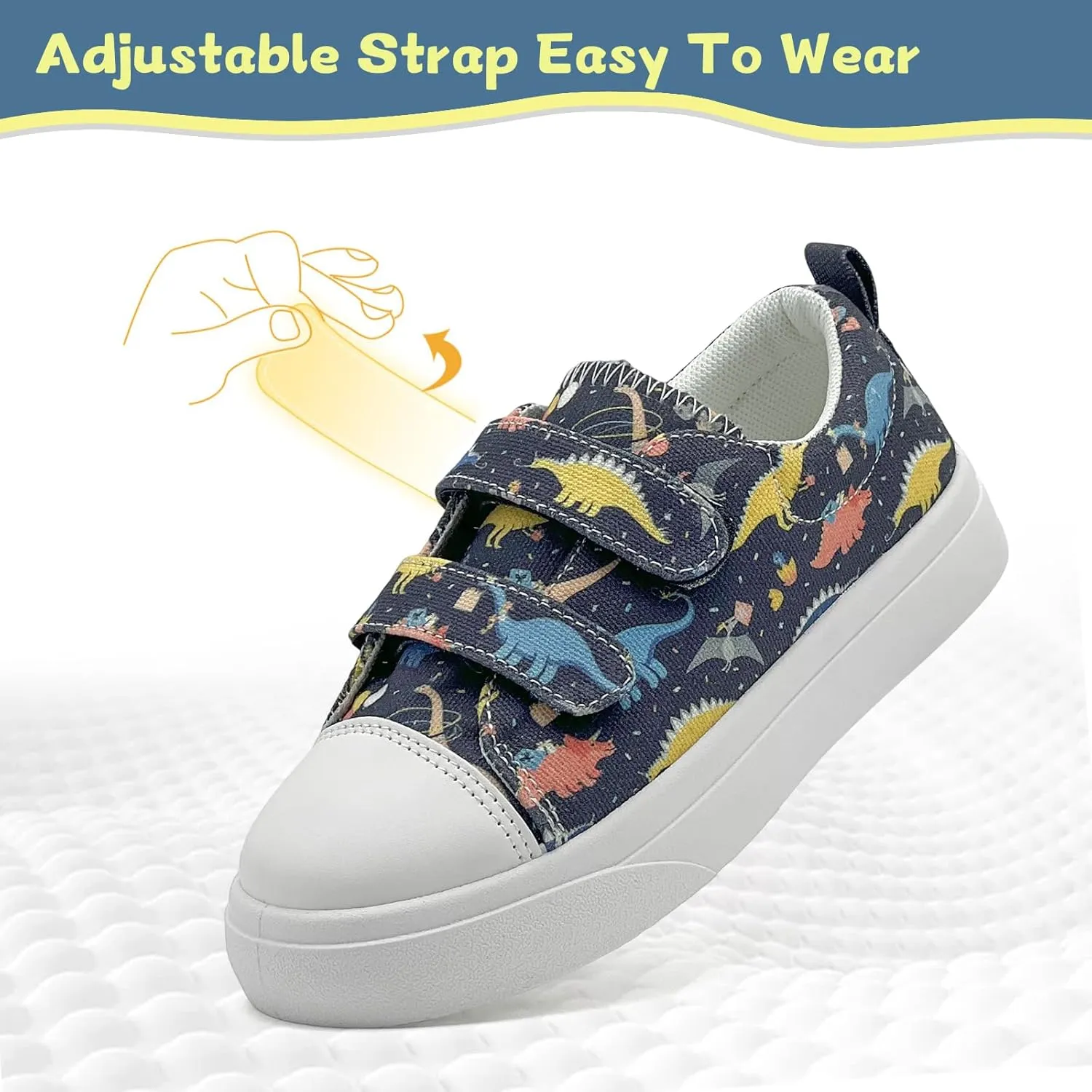 Toddler Shoes for Boys and Girls Low Top Adjustable Strap Kids Canvas Sneakers Walking Running Casual Shoes