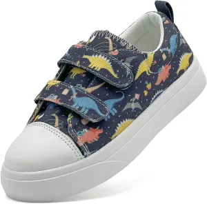 Toddler Shoes for Boys and Girls Low Top Adjustable Strap Kids Canvas Sneakers Walking Running Casual Shoes