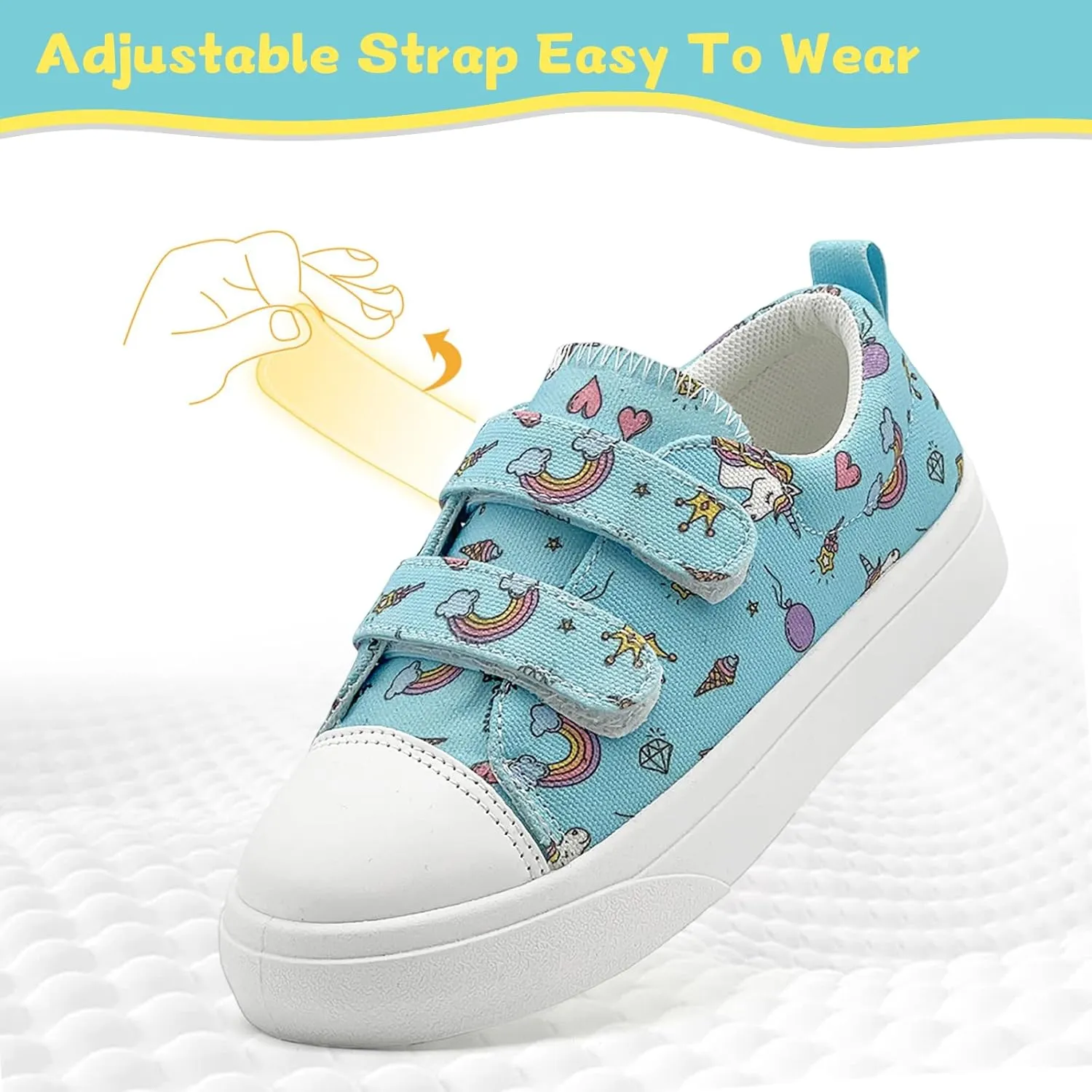 Toddler Shoes for Boys and Girls Low Top Adjustable Strap Kids Canvas Sneakers Walking Running Casual Shoes