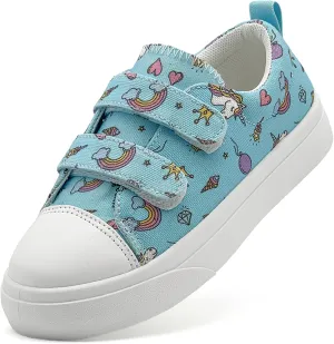 Toddler Shoes for Boys and Girls Low Top Adjustable Strap Kids Canvas Sneakers Walking Running Casual Shoes