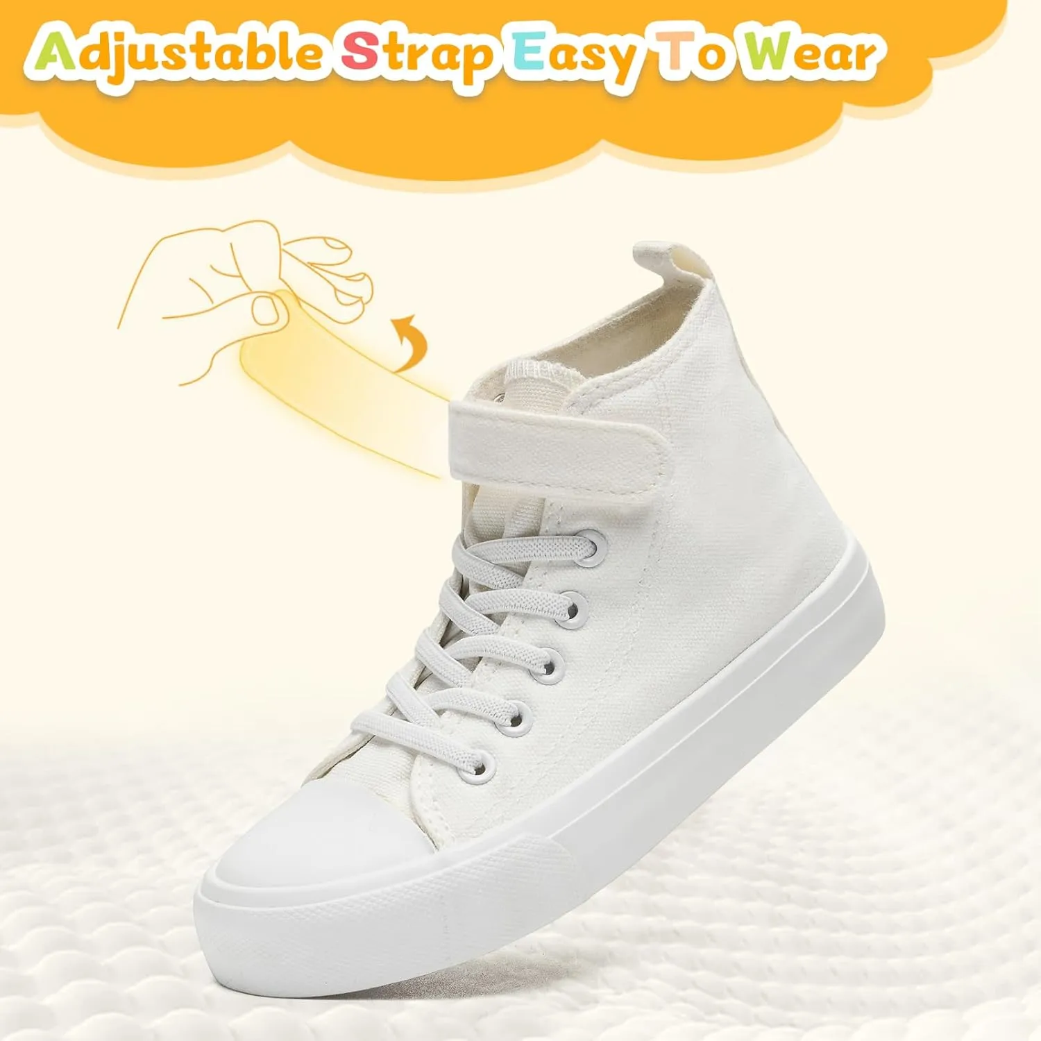 Toddler Shoes for Boys Girls, Kids Canvas Sneakers Classic Adjustable Strap Lace Up Comfortable Lightweight Running Walking Casual Shoes
