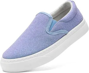 Toddler Sneakers for Girls Boys Low Top Slip On Kids Canvas Casual Shoes Comfortable Walking Sequins Glitter Shoes