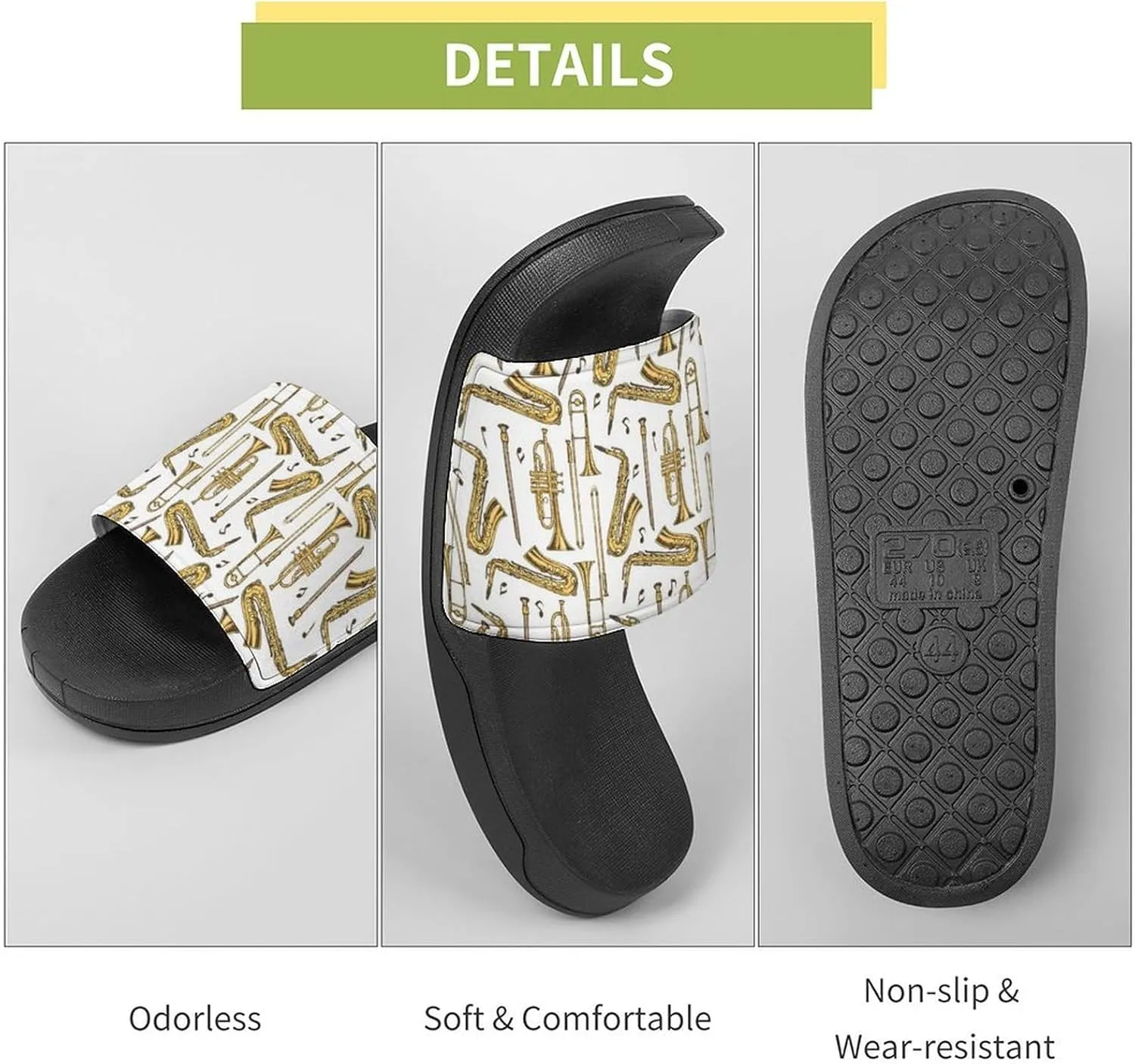 Trombone Music Instruments PVC Home Slippers Beach Shower Sandals Summer Non-Slip Outdoor Shoes for Men Women