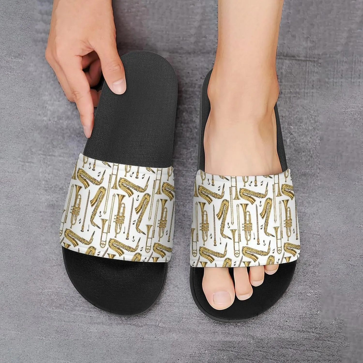 Trombone Music Instruments PVC Home Slippers Beach Shower Sandals Summer Non-Slip Outdoor Shoes for Men Women