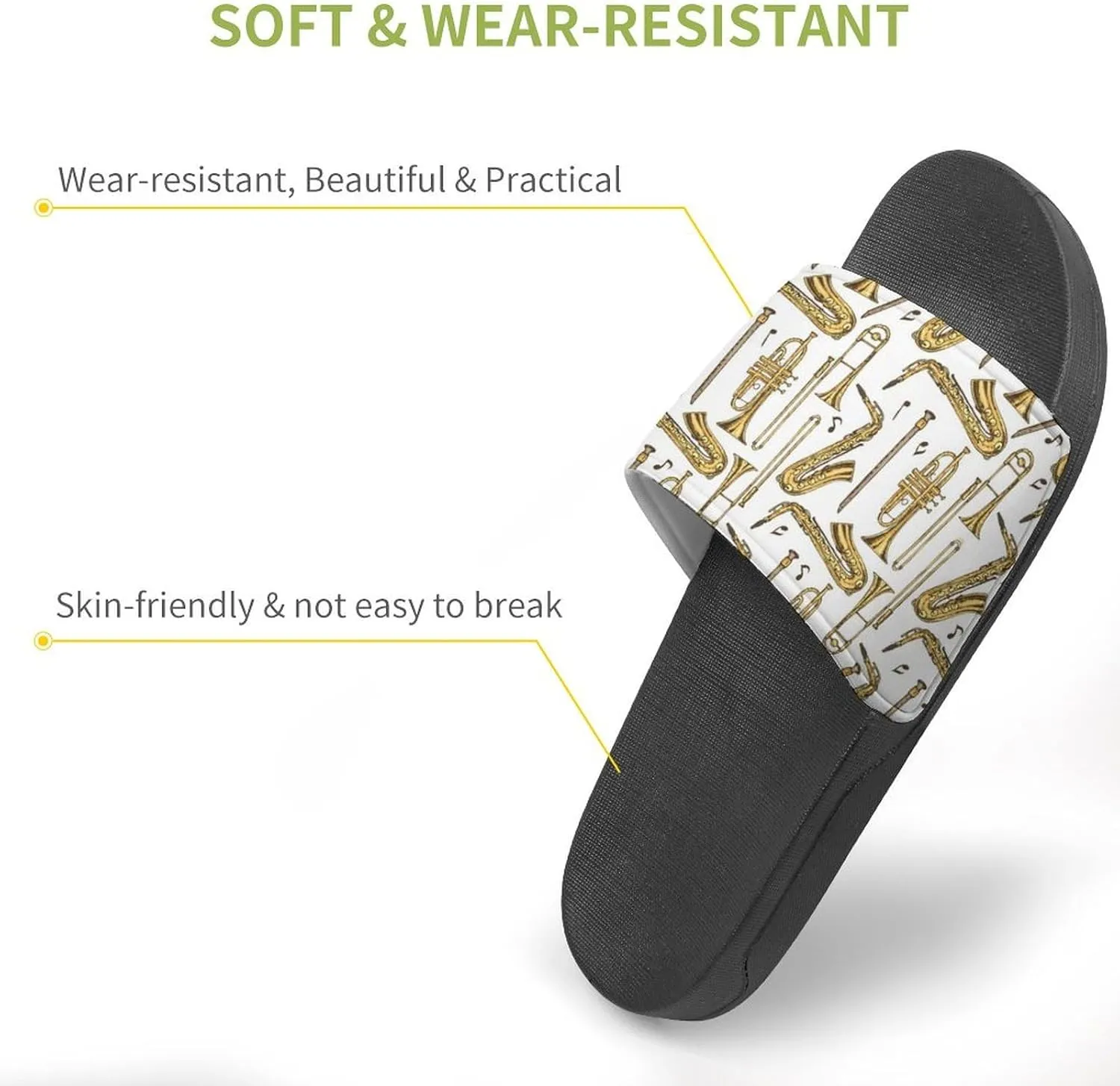 Trombone Music Instruments PVC Home Slippers Beach Shower Sandals Summer Non-Slip Outdoor Shoes for Men Women