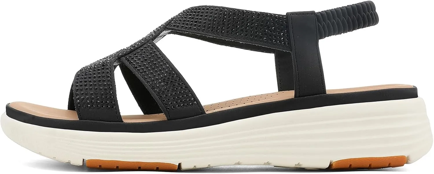 UBFEN Womens Platform Sandals Comfortable Lightweight Walking Ankle Strap Casual Low Wedge Sandals