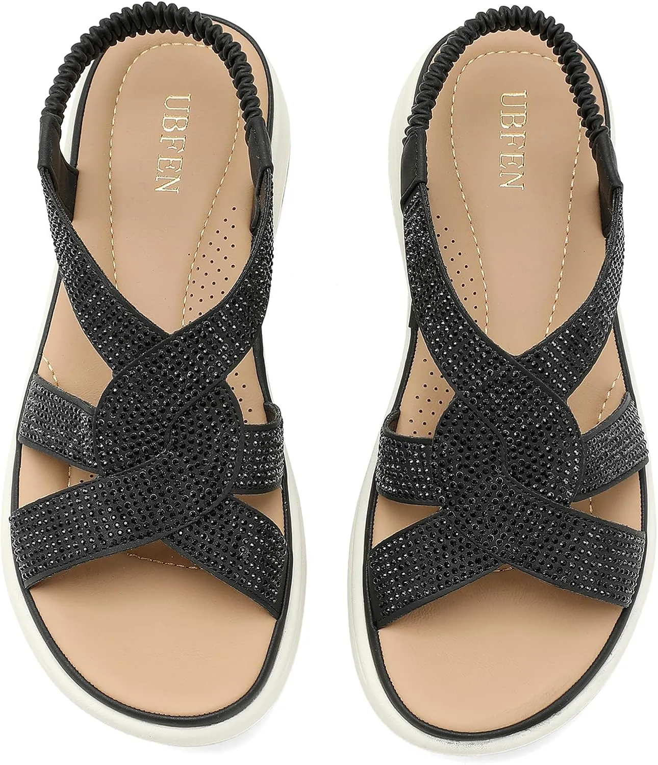 UBFEN Womens Platform Sandals Comfortable Lightweight Walking Ankle Strap Casual Low Wedge Sandals