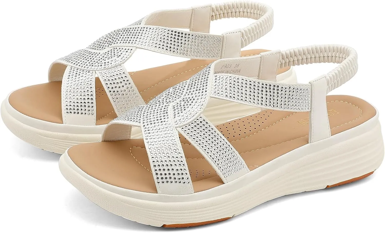 UBFEN Womens Platform Sandals Comfortable Lightweight Walking Ankle Strap Casual Low Wedge Sandals
