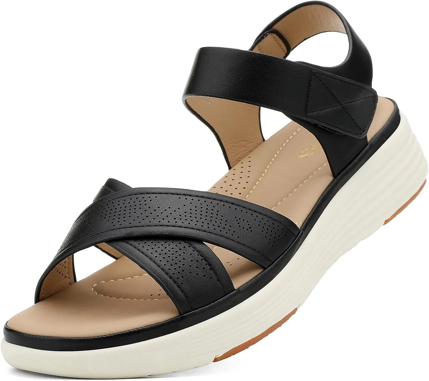 UBFEN Womens Platform Sandals Comfortable Lightweight Walking Ankle Strap Casual Low Wedge Sandals