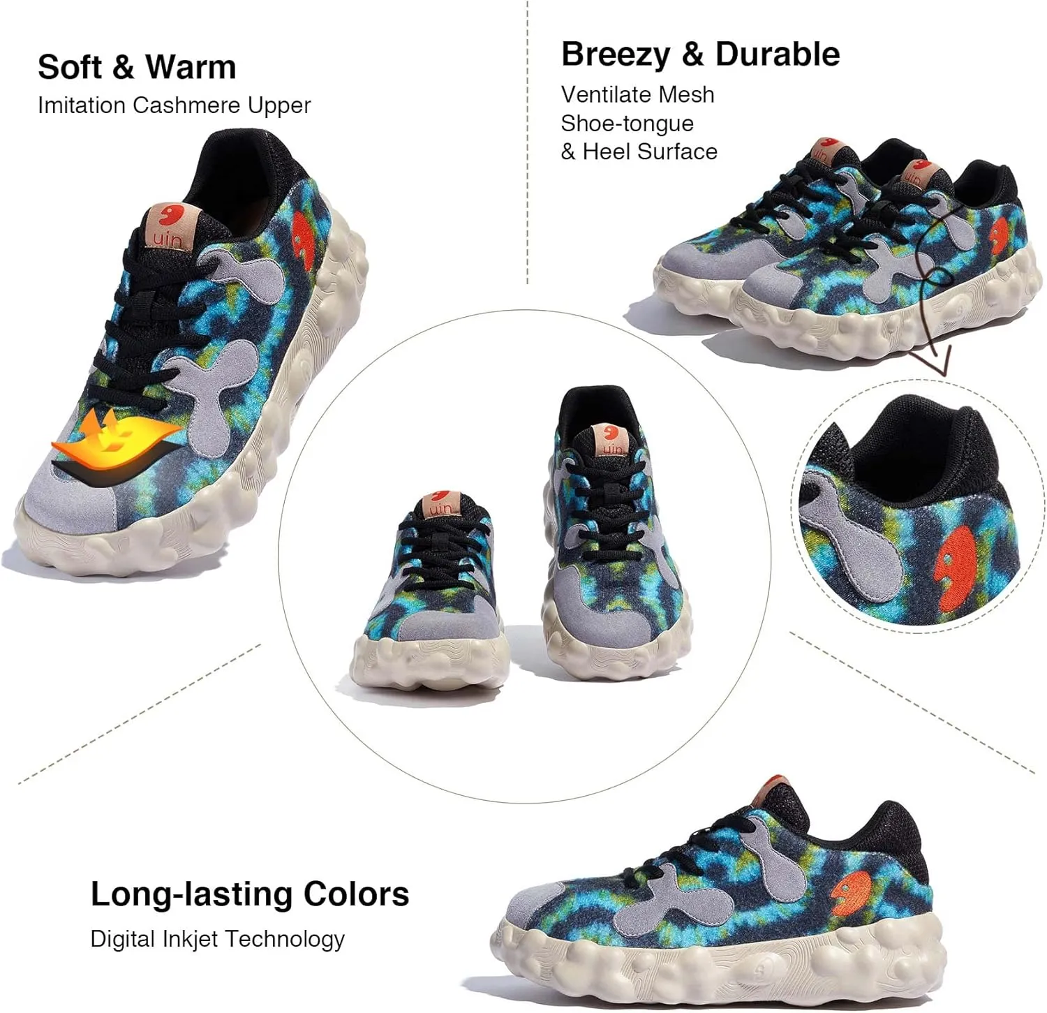 UIN Men's Walking Travel Shoes Slip On Casual Lightweight Wide Toe Chunky Fashion Sneaker FiguerasⅠ