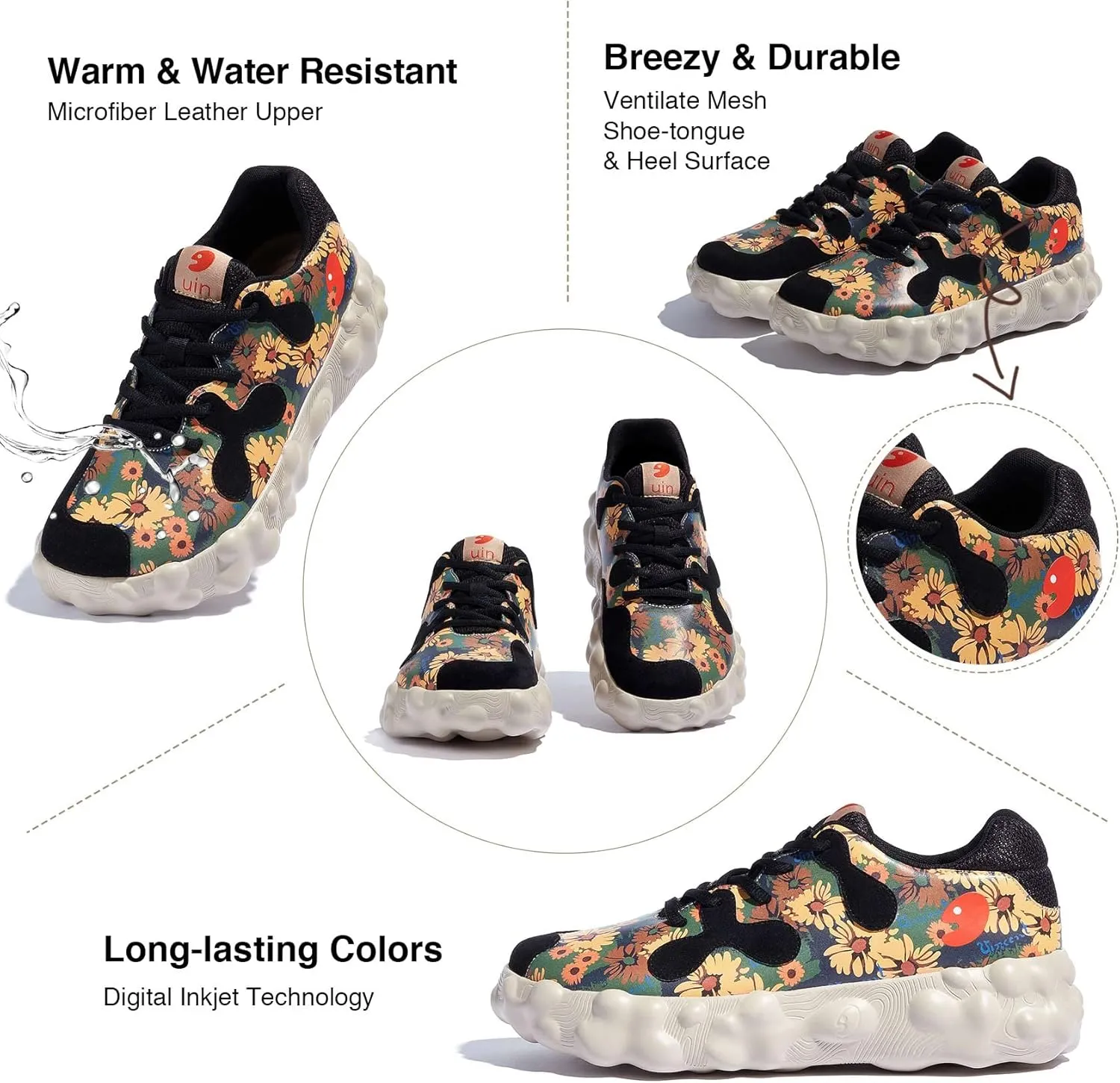 UIN Men's Walking Travel Shoes Slip On Casual Lightweight Wide Toe Chunky Fashion Sneaker FiguerasⅠ