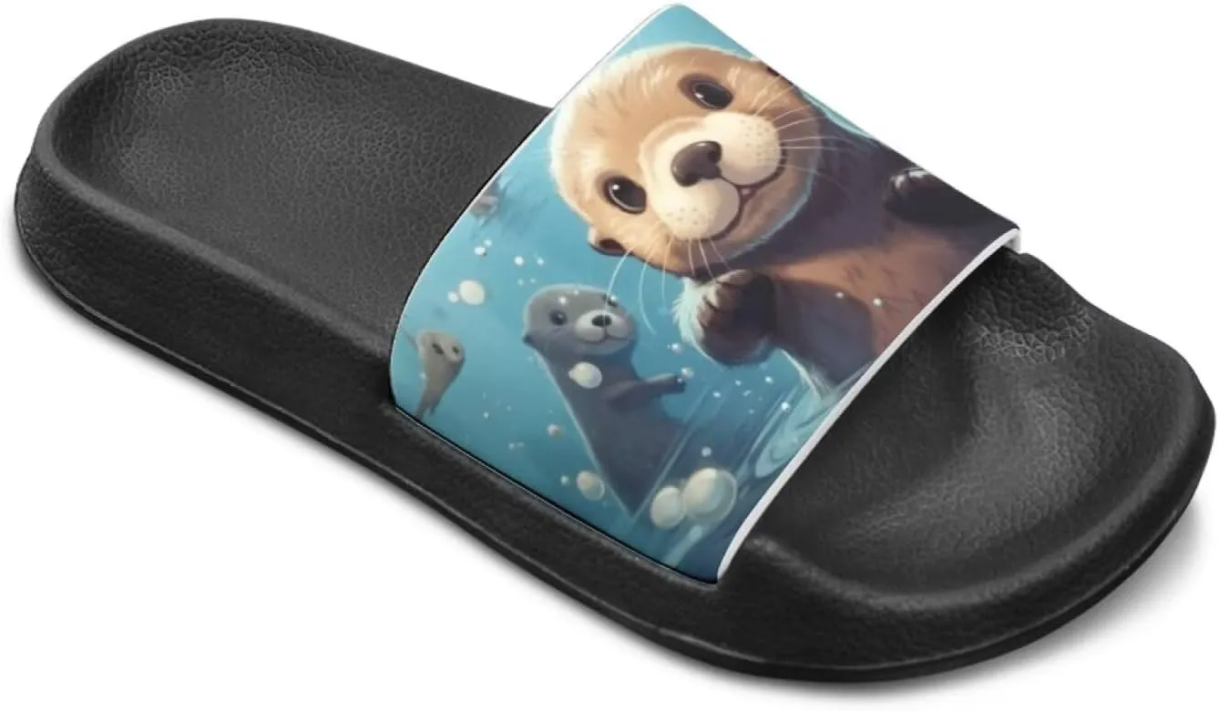 UNICEU Kids Slippers Slip-On Open Toe Quick Drying Slides Sandals Girls Boys Casual Non-Slip Lightweight Shower Shoes